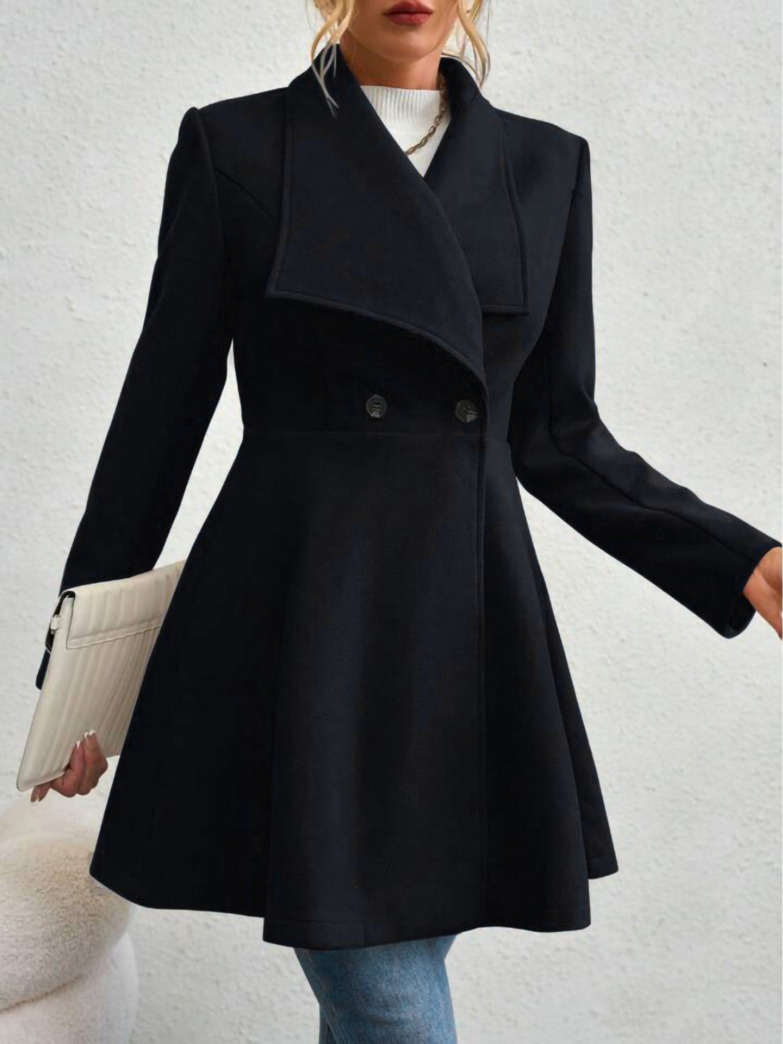 Collared Neck Button Up Long Sleeve Coat, Four Color Choices