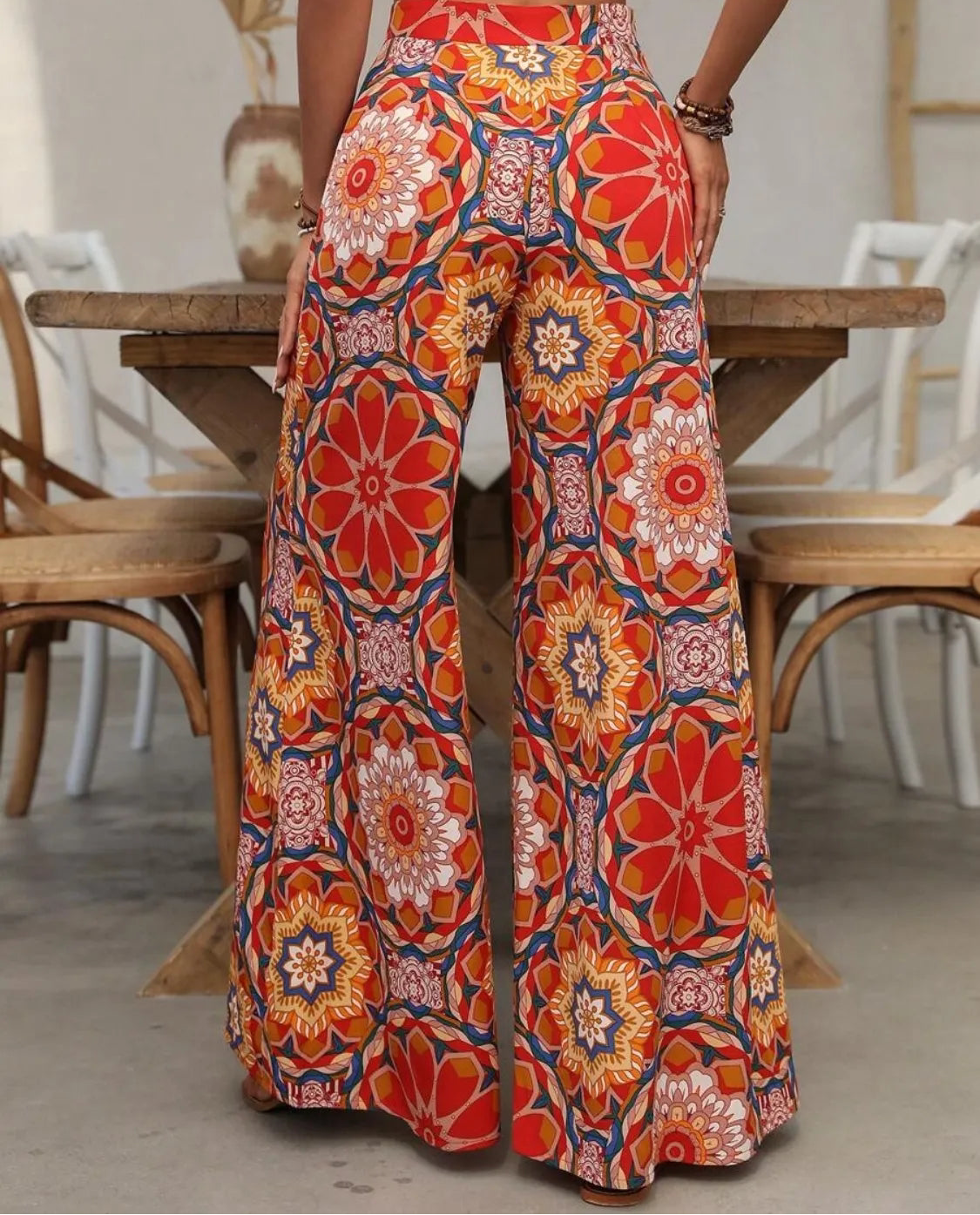 Printed Wide Leg Pants