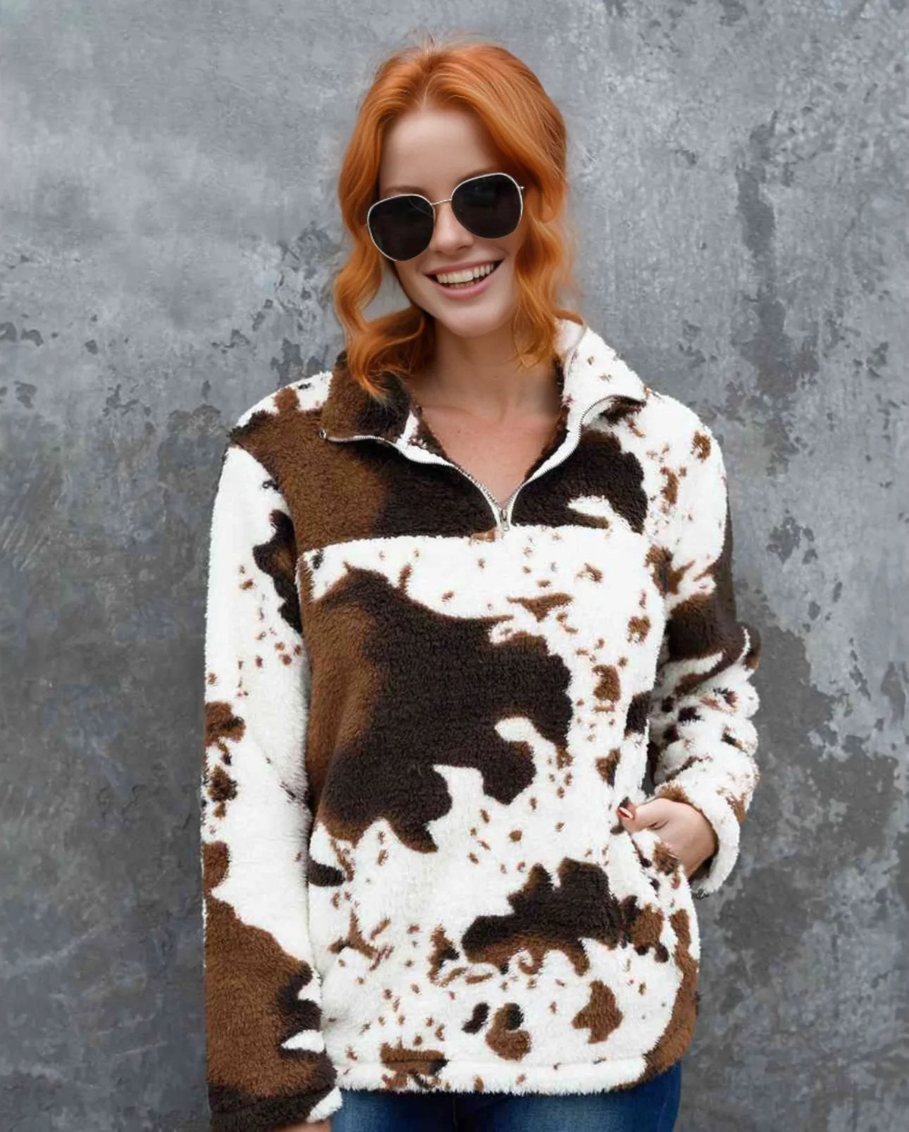 Quarter-Zip Long Sleeve Teddy Sweatshirt