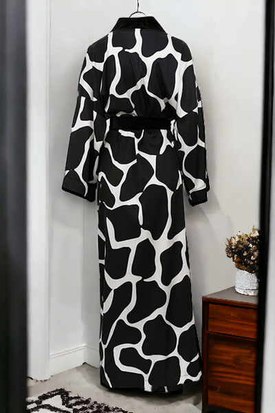 Printed Tie Front Longline Lounge Nightgown