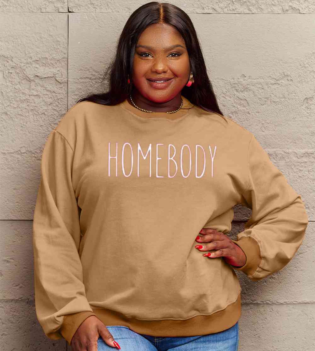 Simply Love Full Size HOMEBODY Graphic Sweatshirt