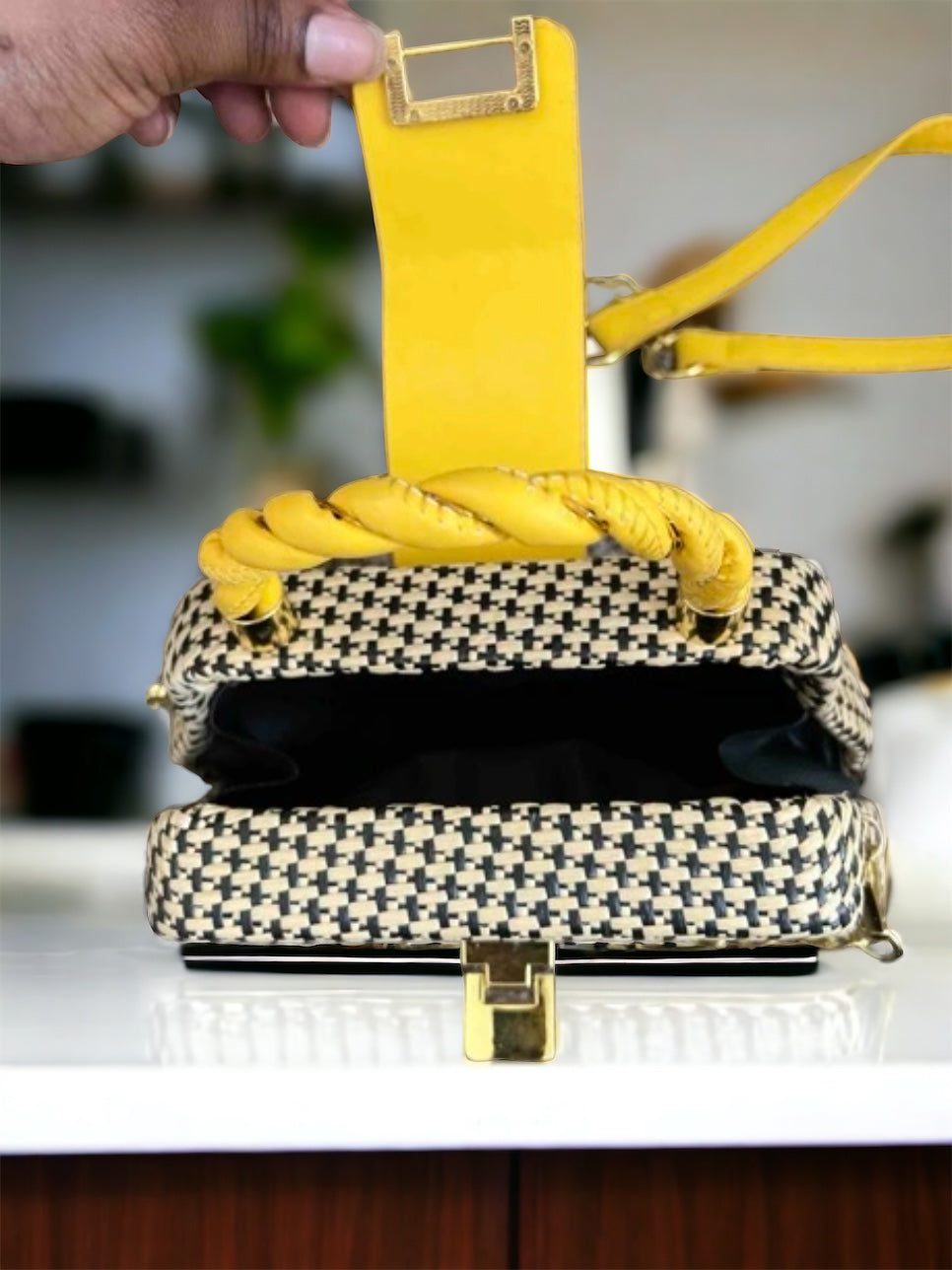 Geometric Light Weight Yellow Hand Bag