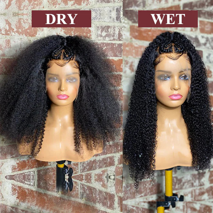 18 Inches 13x5 Afro Style with Heart Shaped Braids Lace Frontal Wigs 250% Density-100% Human Hair
