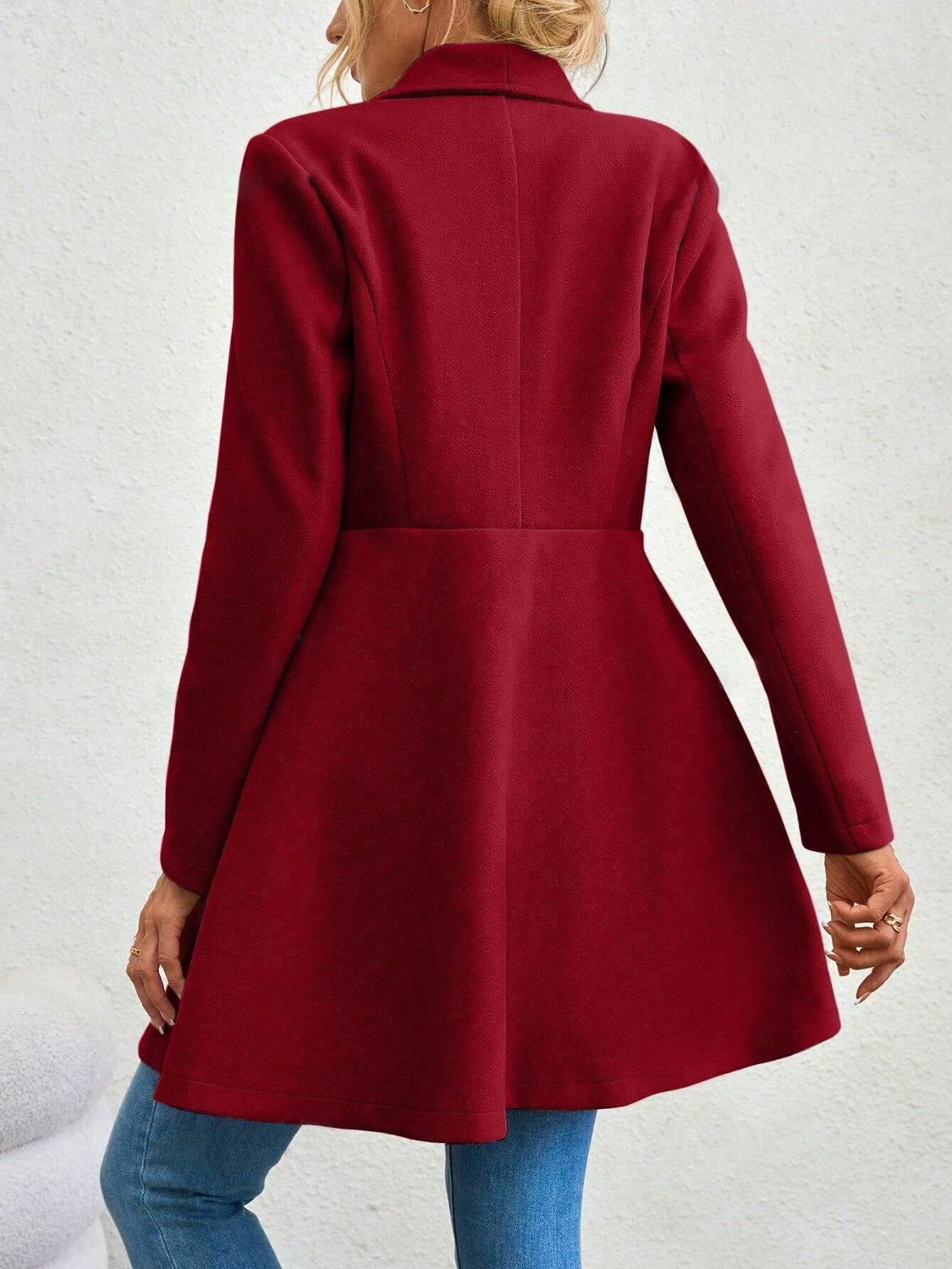Collared Neck Button Up Long Sleeve Coat, Four Color Choices