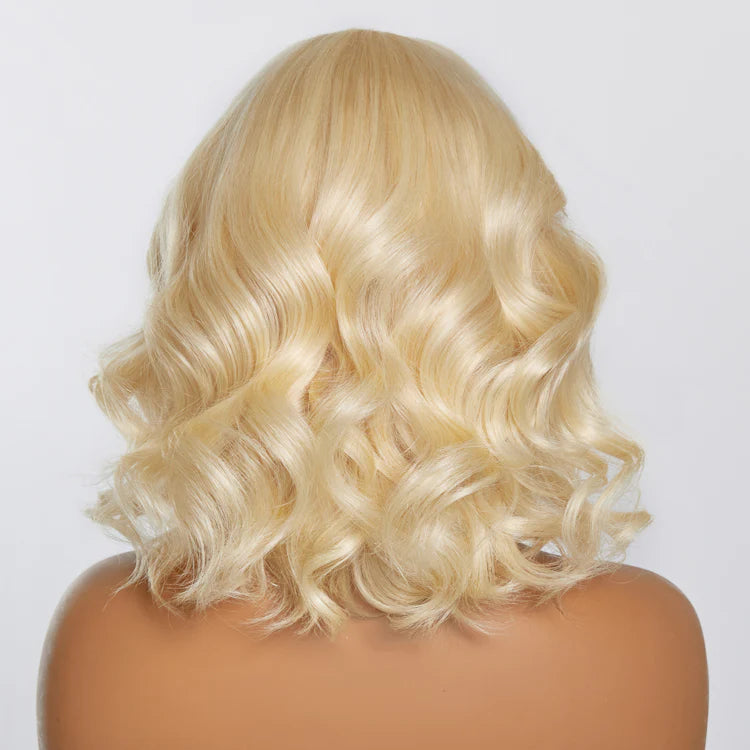 #613 13x4 Pre-Plucked Lace Front Body Wave Bob Wig 150% Density