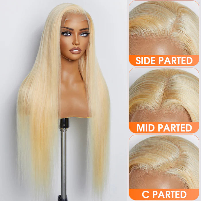 26-30 Inches Pre-Plucked 13"x4" #613 Straight Lace Frontal Wig 200% Density-100% Human Hair