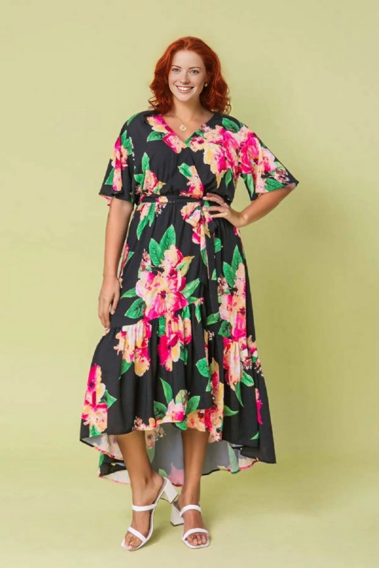 Floral Printed Maxi Dress, Sizes 1X - 3X