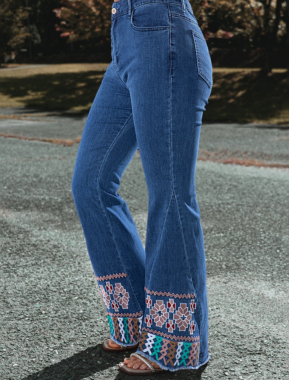 Embroidered Bootcut Jeans