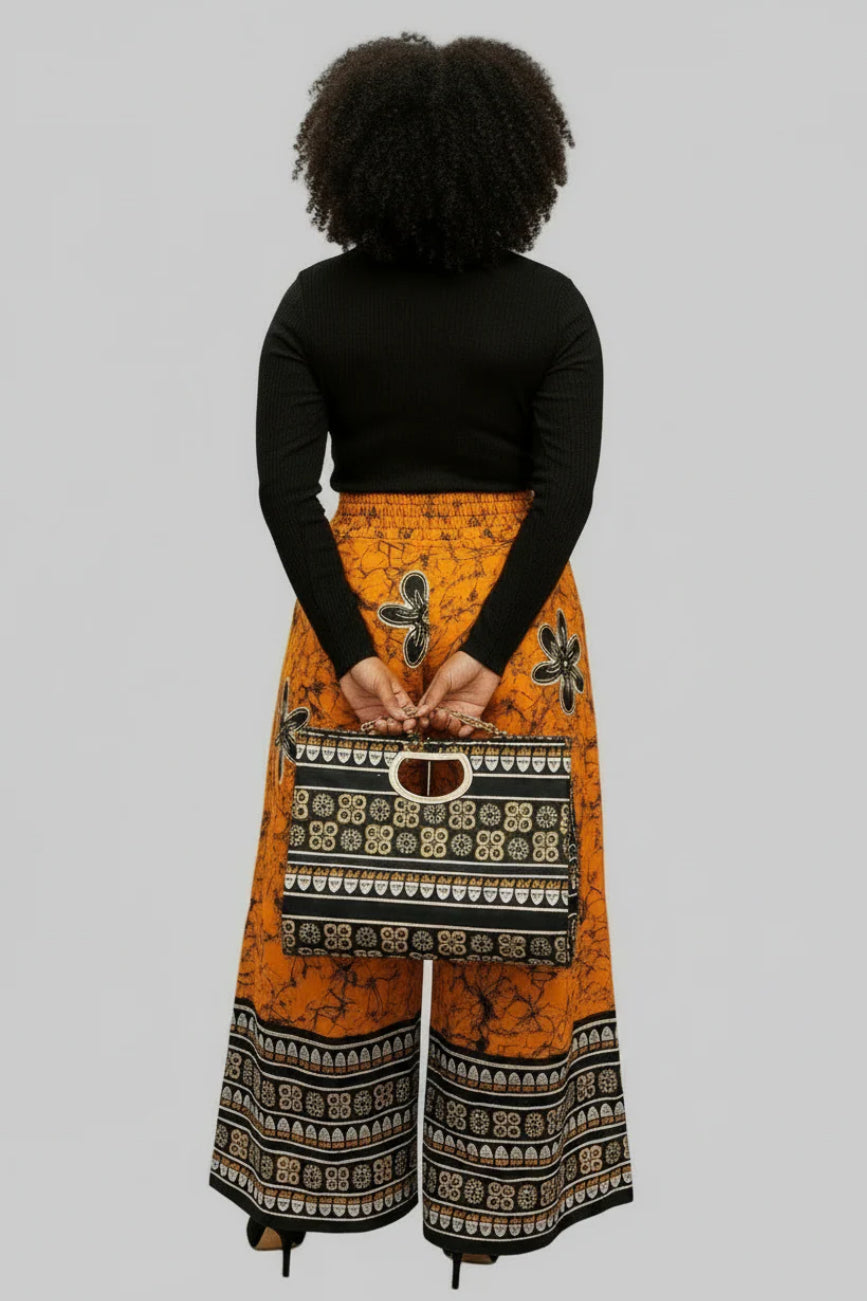 Combo Palazzo Pant & Pocketbook Set Orange PS14 (Pants, Headwrap, and Bag)