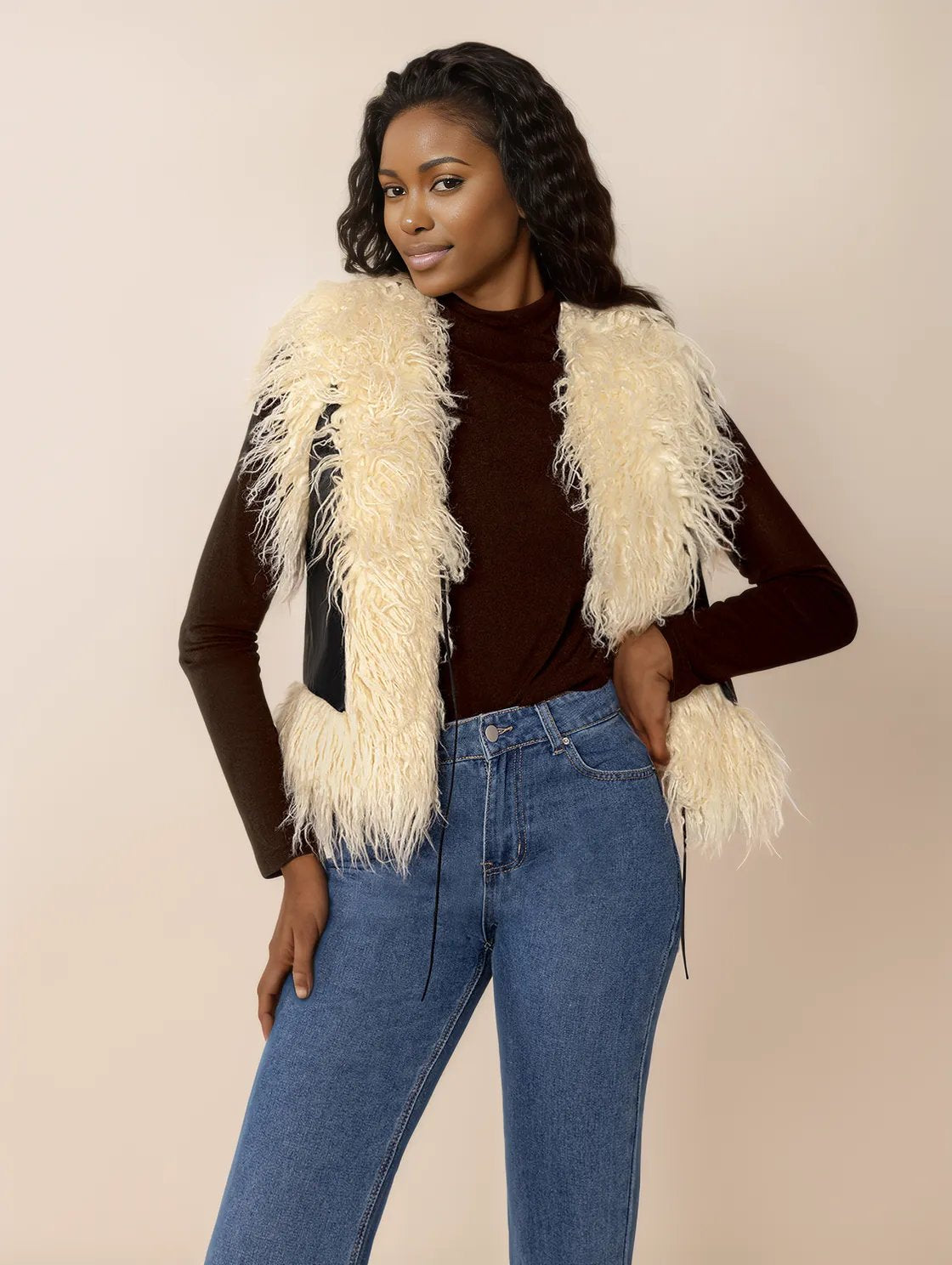Tied Fringe Contrast Vest