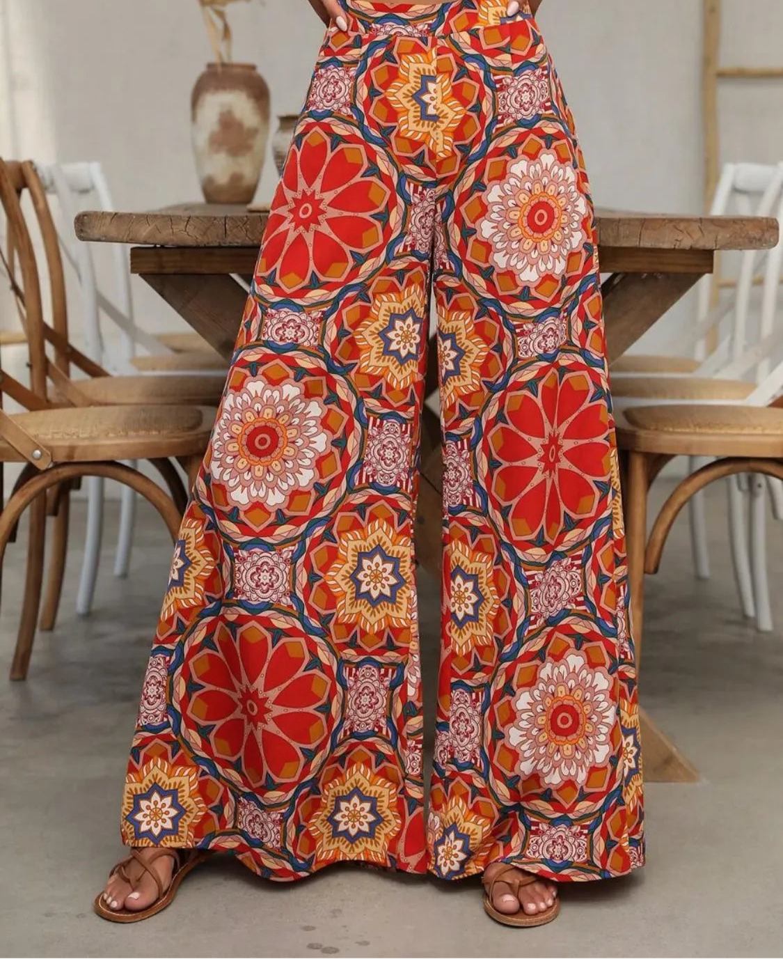 Printed Wide Leg Pants