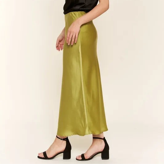 And The Why Satin Midi Skirt