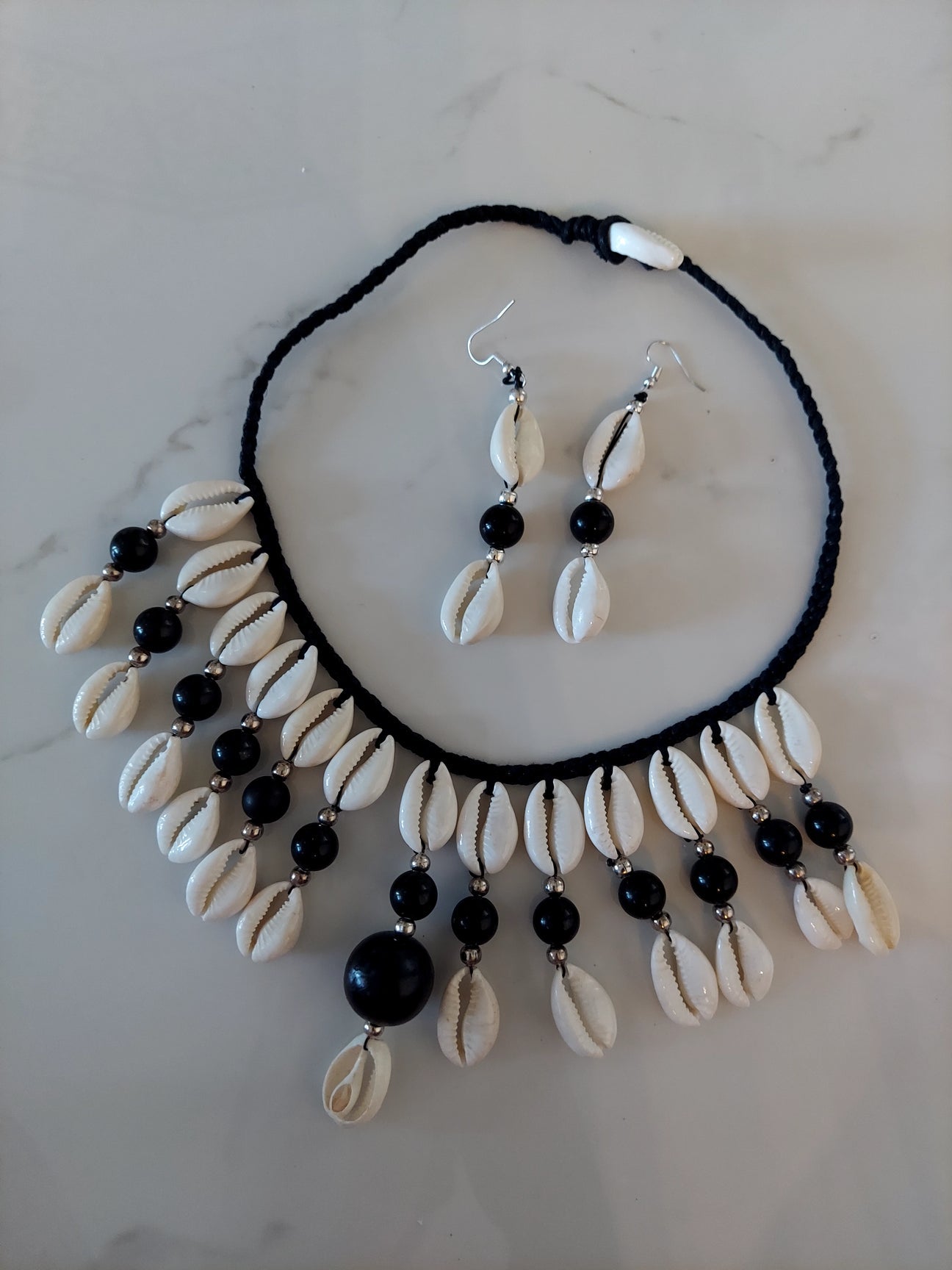Cowrie Shell Necklace/ Earring Set
