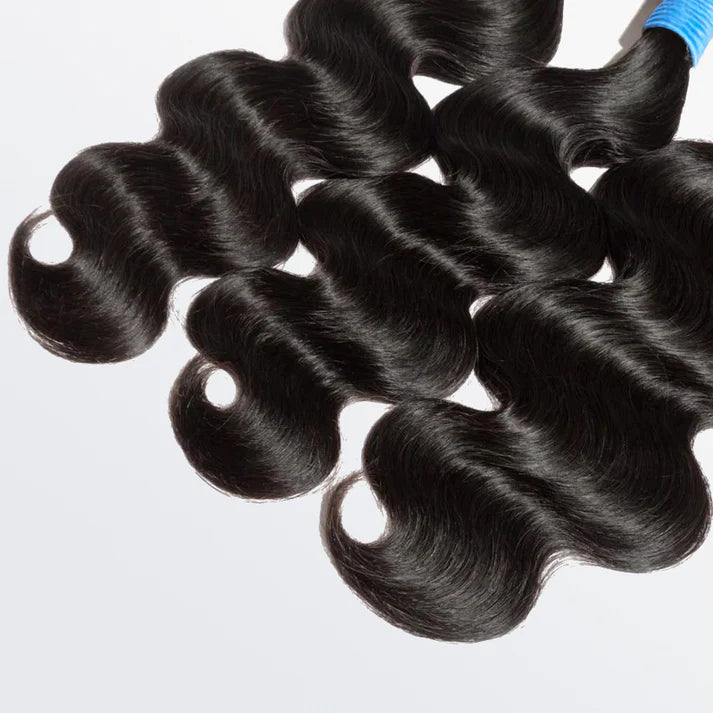 10-40 Inch Body Wavy Virgin Brazilian Hair #1B Natural Black - 100% Human Hair Bundles