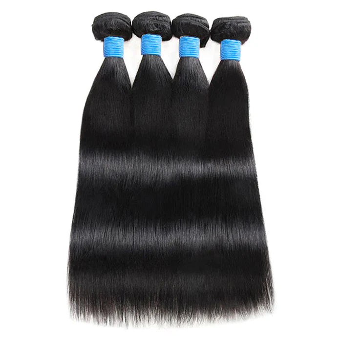 10-40 Inch Straight Virgin Brazilian Hair #1B Natural Black - Human Hair Bundles