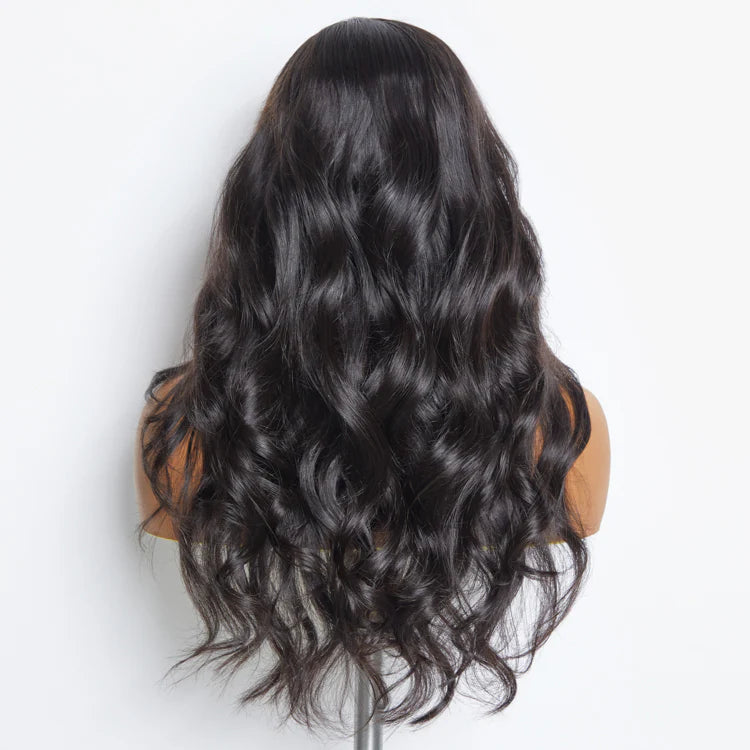 SMALL HEAD FRIENDLY 24 Inches 5"x5" Body Wavy Wear & Go Glueless #1B Lace Closure Wig-100% Human Hair