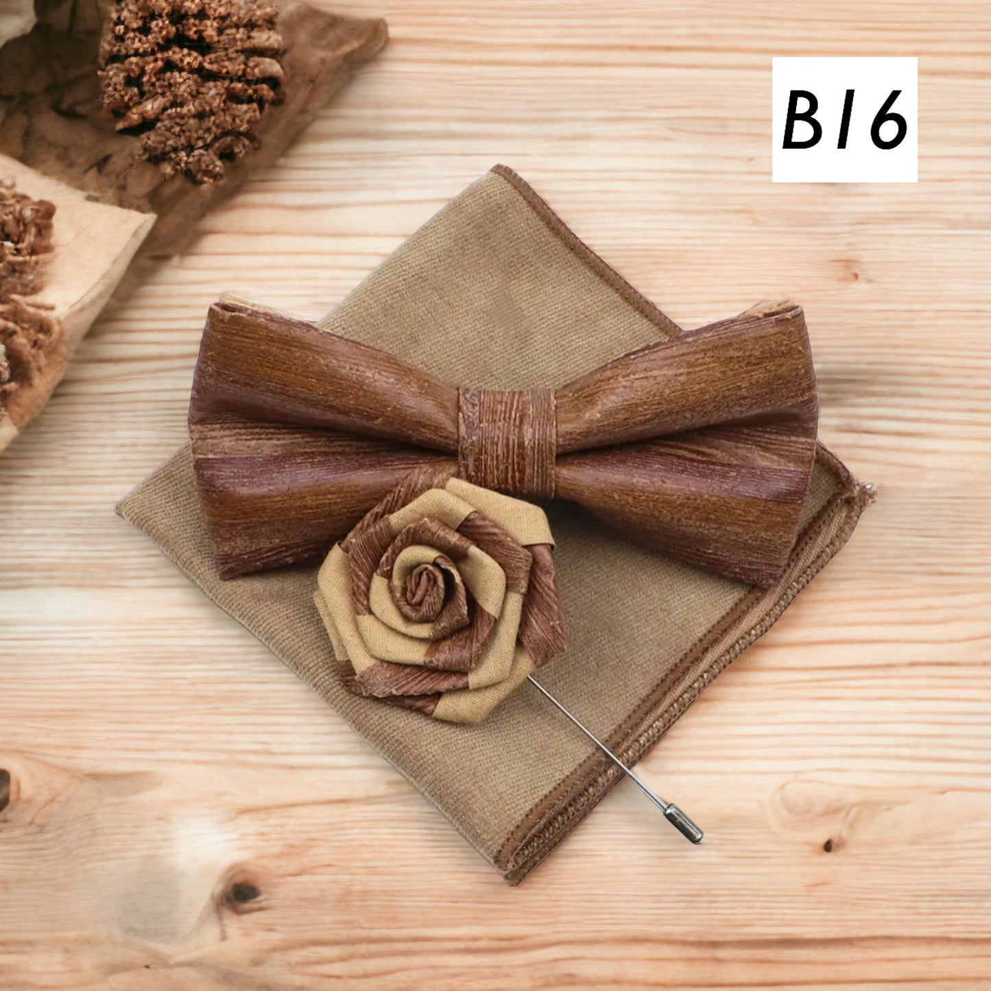 Handmade Cork Wood Bow Tie Sets