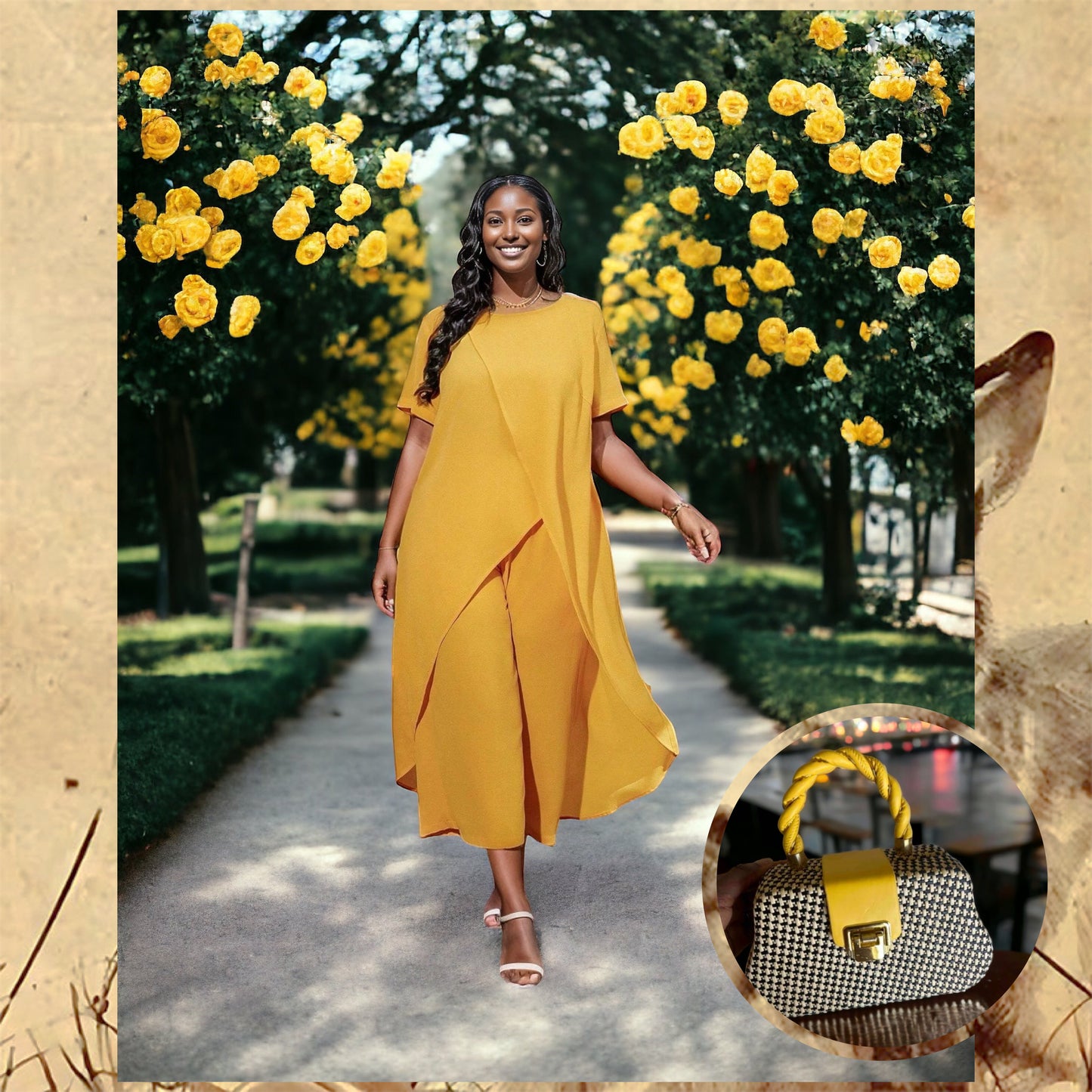 Geometric Light Weight Yellow Hand Bag