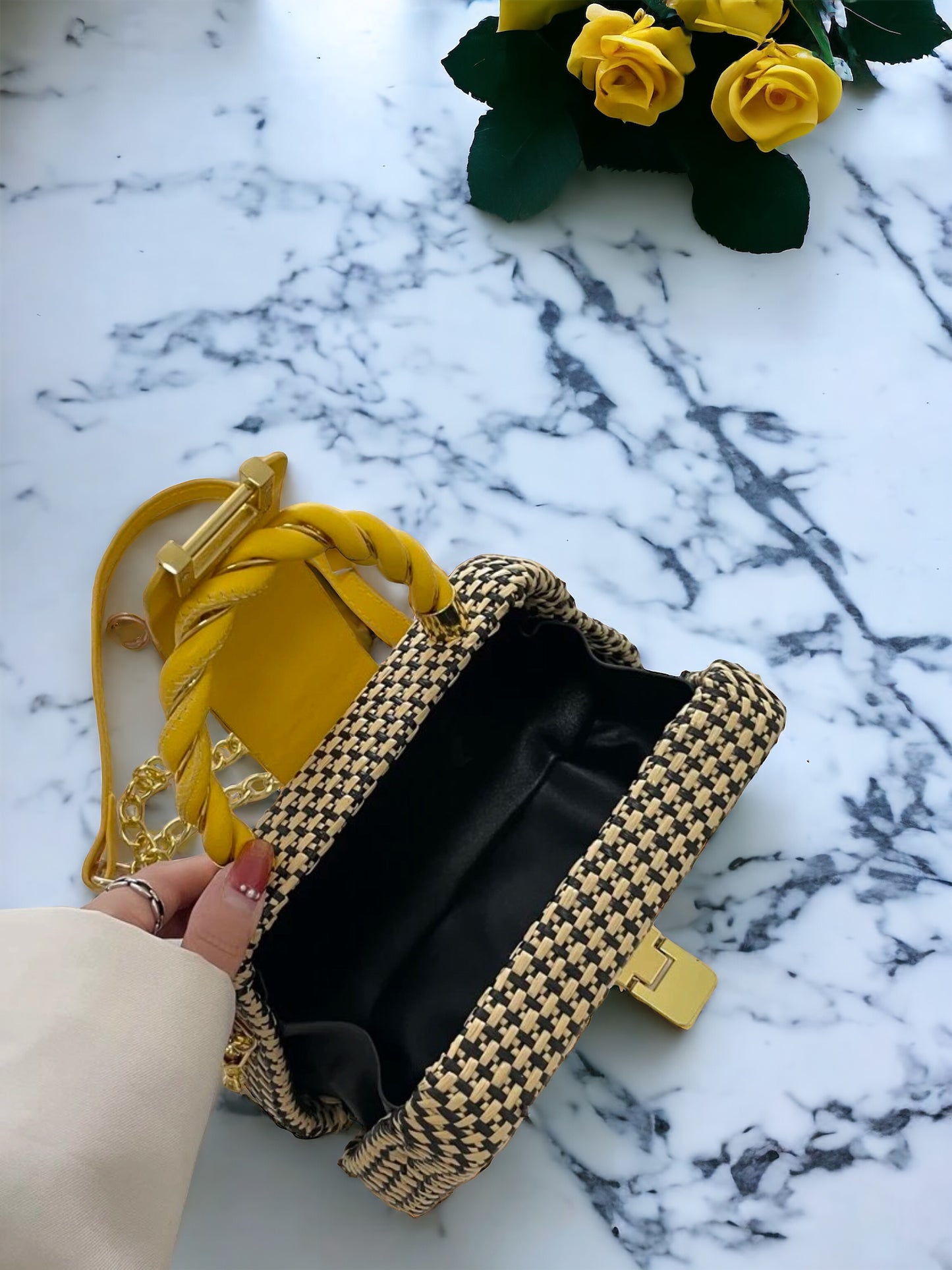 Geometric Light Weight Yellow Hand Bag