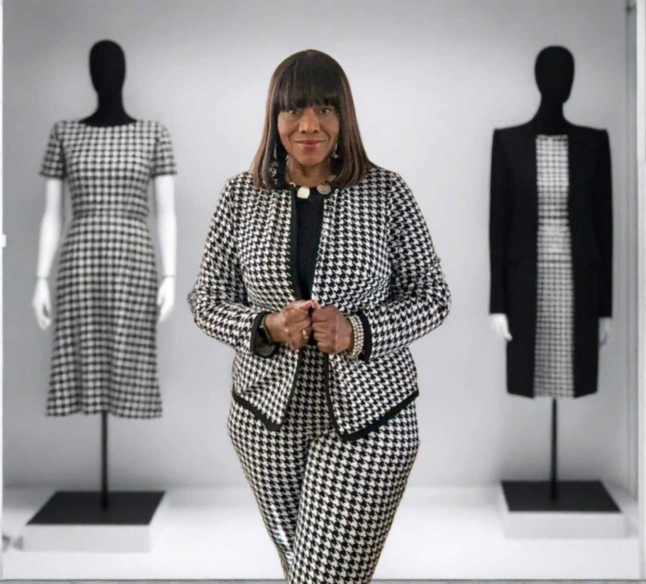 Two-Piece Houndstooth Pants and Jacket Set (US Sizes 4 - 20)
