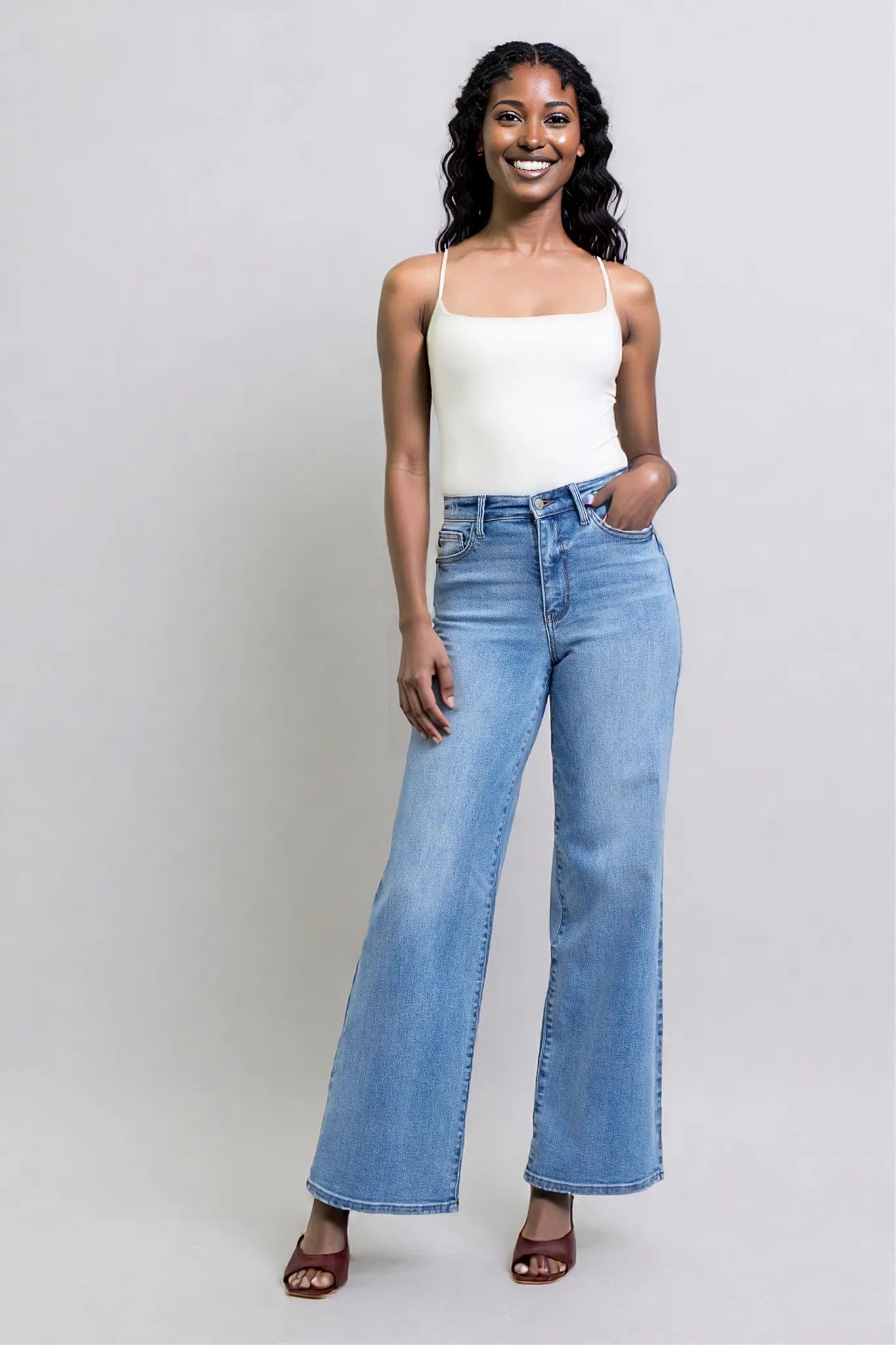 Judy Blue Full Size Wide Leg Jeans with Pockets