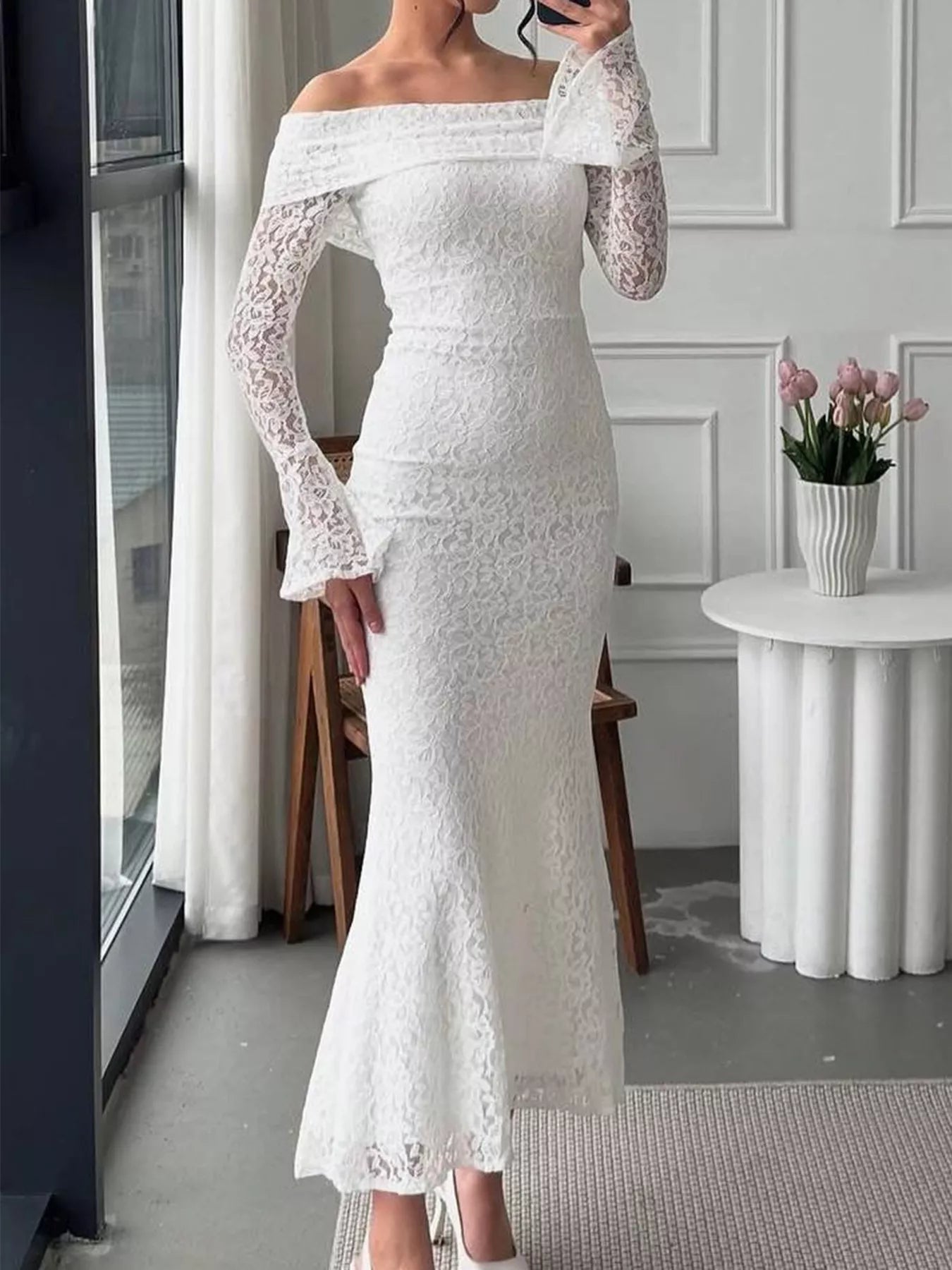 amy shehab moonlight lace dress Red Buckle Dress main image 1