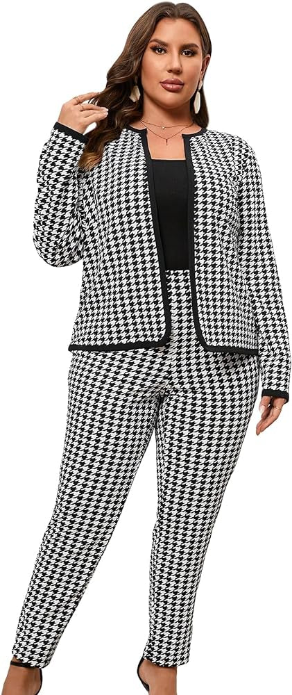 Two-Piece Houndstooth Pants and Jacket Set (US Sizes 4 - 20)