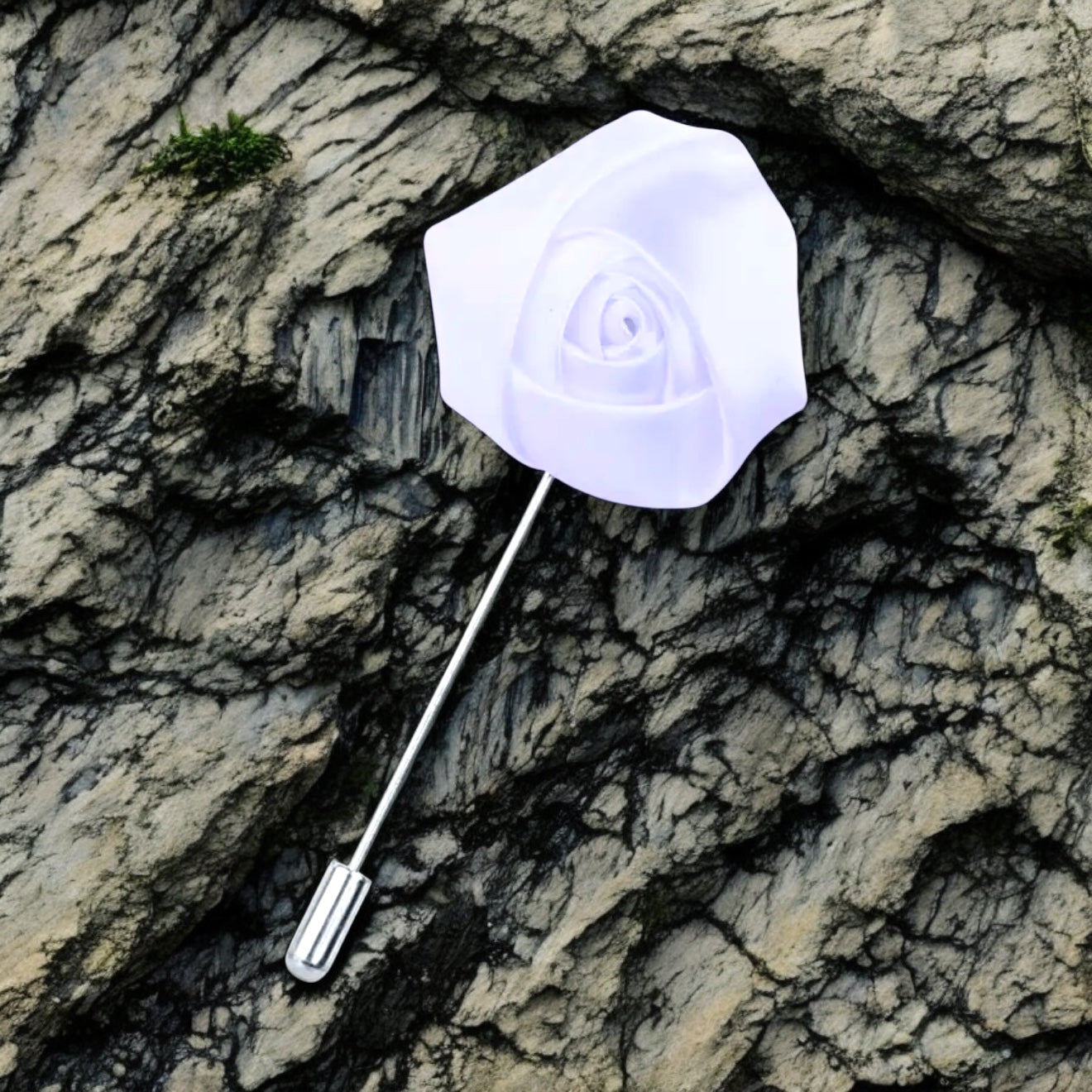 Men’s Rose Lapel Pin - White