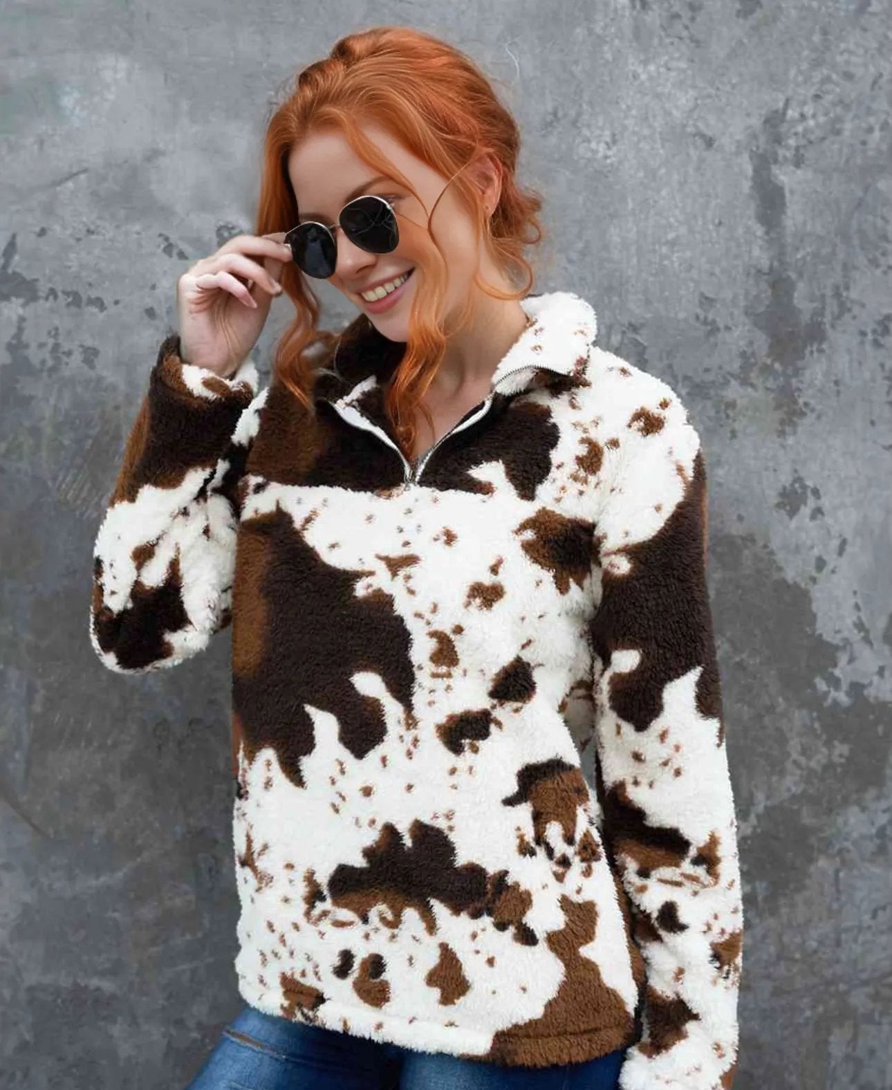 Quarter-Zip Long Sleeve Teddy Sweatshirt