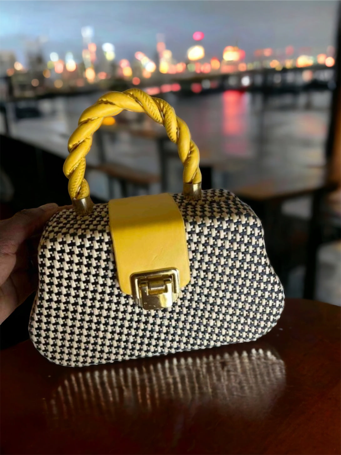Geometric Light Weight Yellow Hand Bag