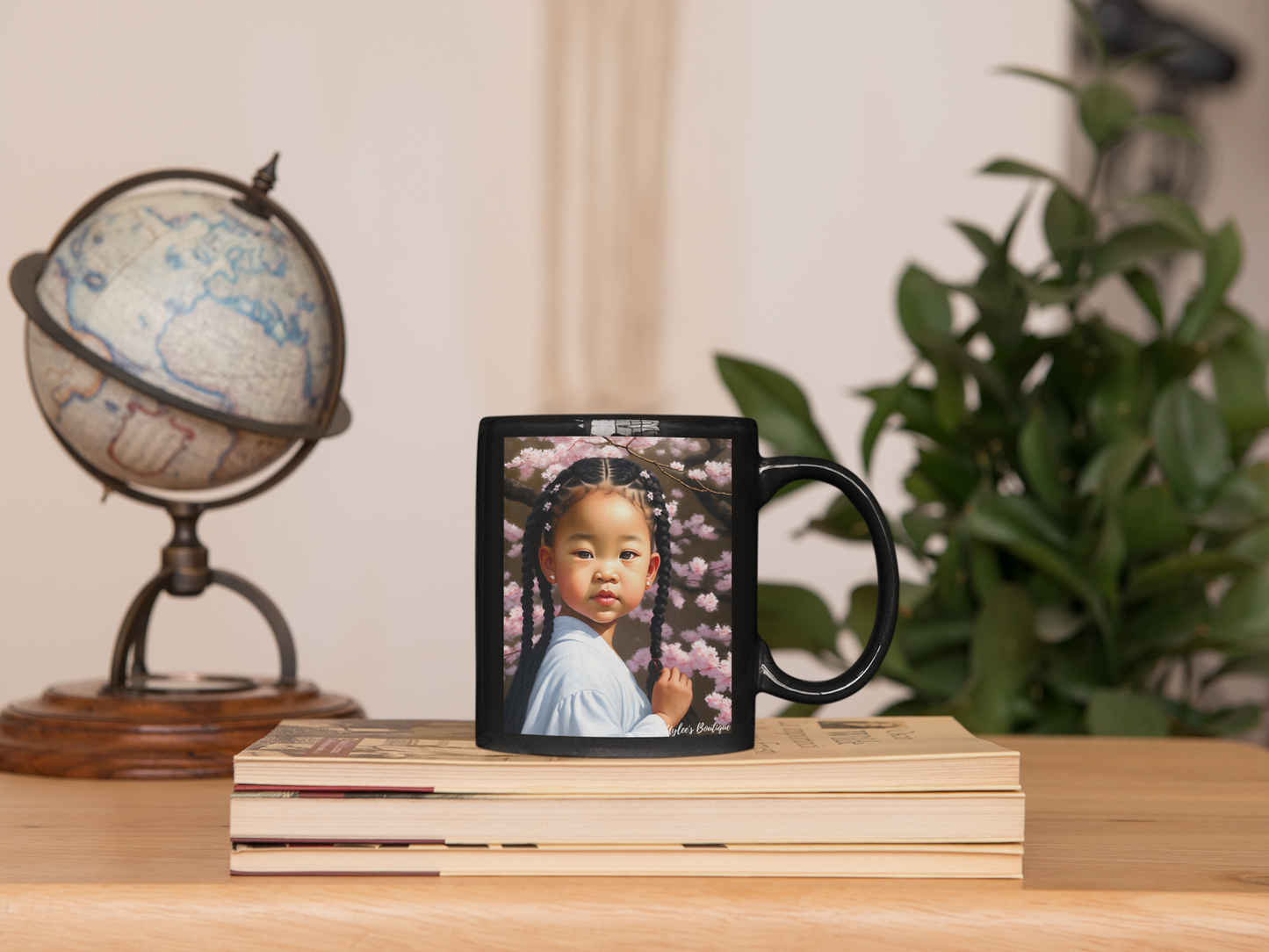 Beautiful Ceramic Custom Mug - Child in Cherry Blossoms