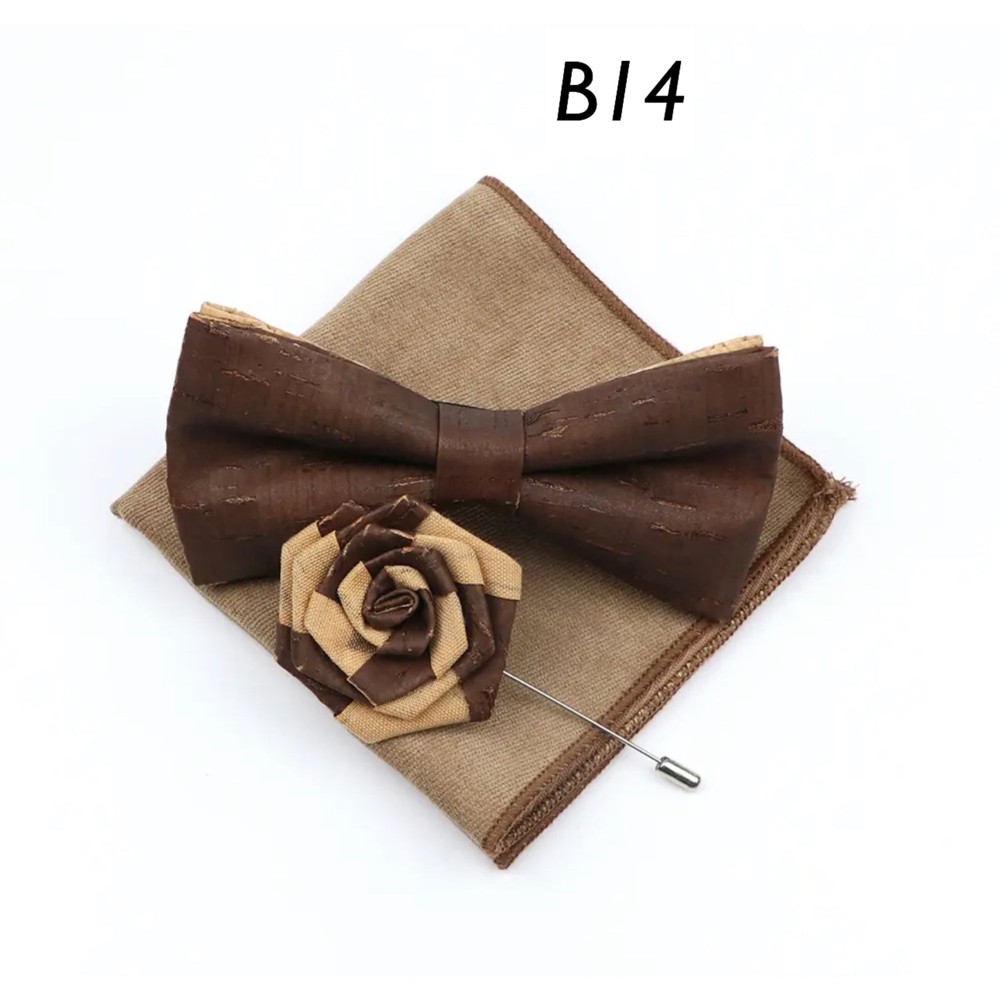 Handmade Cork Wood Bow Tie Sets