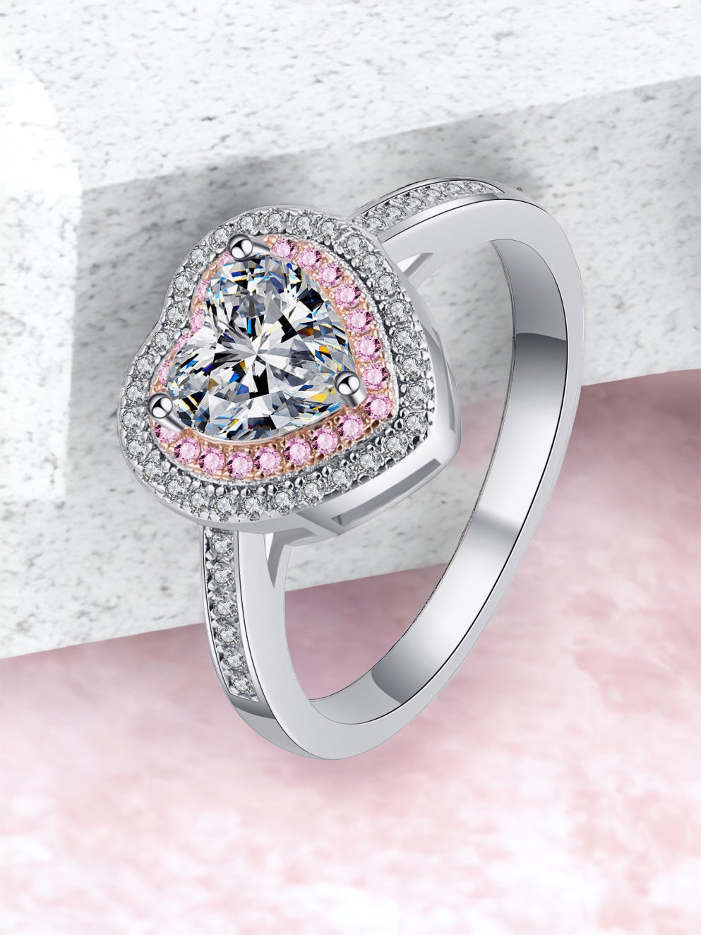 1 Carat Moissanite Heart 925 Sterling Silver Ring