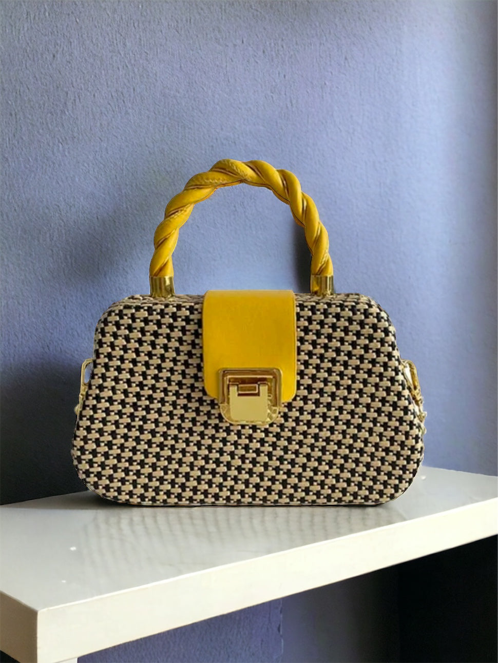 Geometric Light Weight Yellow Hand Bag