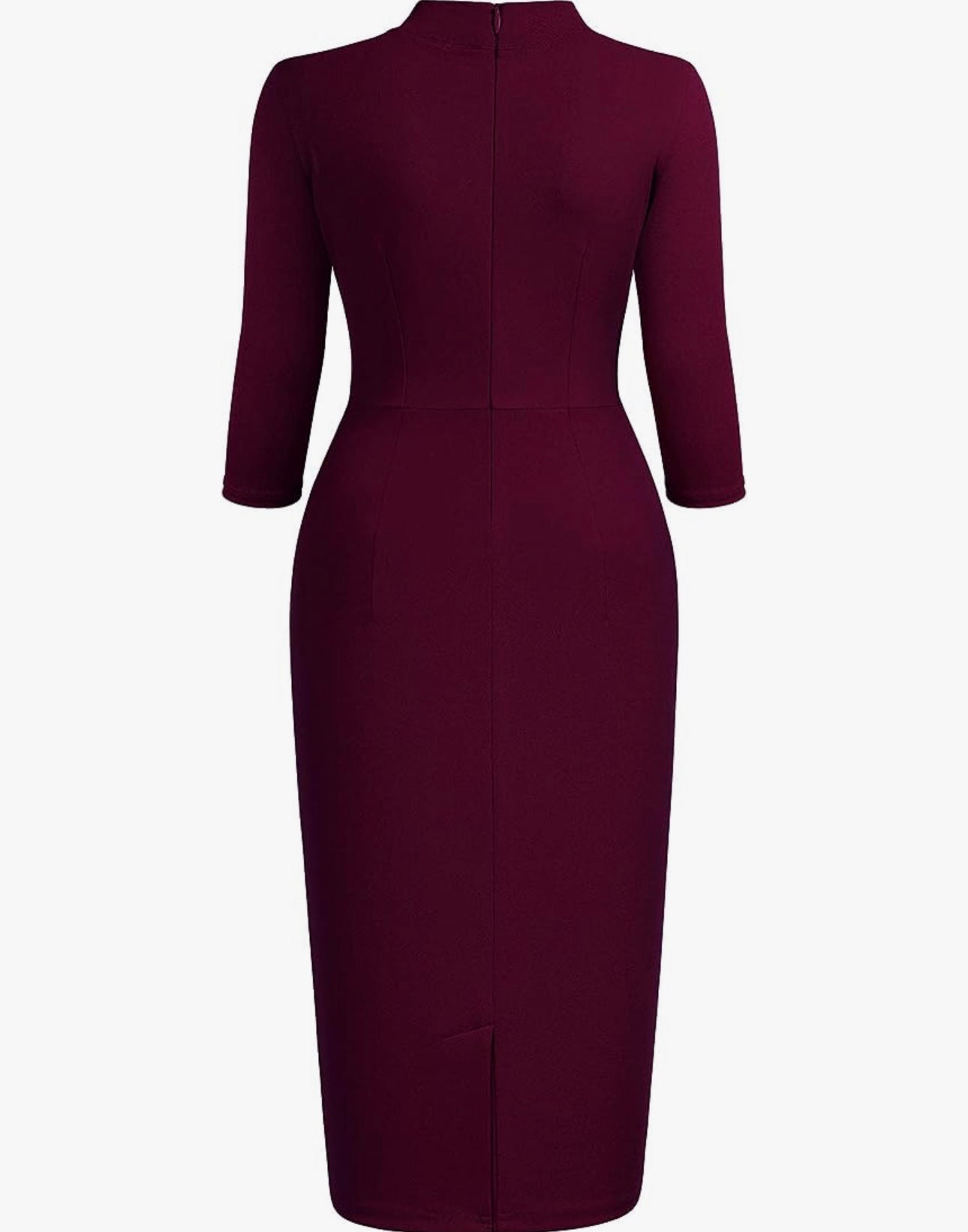 Vintage Inspired Half Collar Dress, US Size 12 (BURGUNDY DRESS)