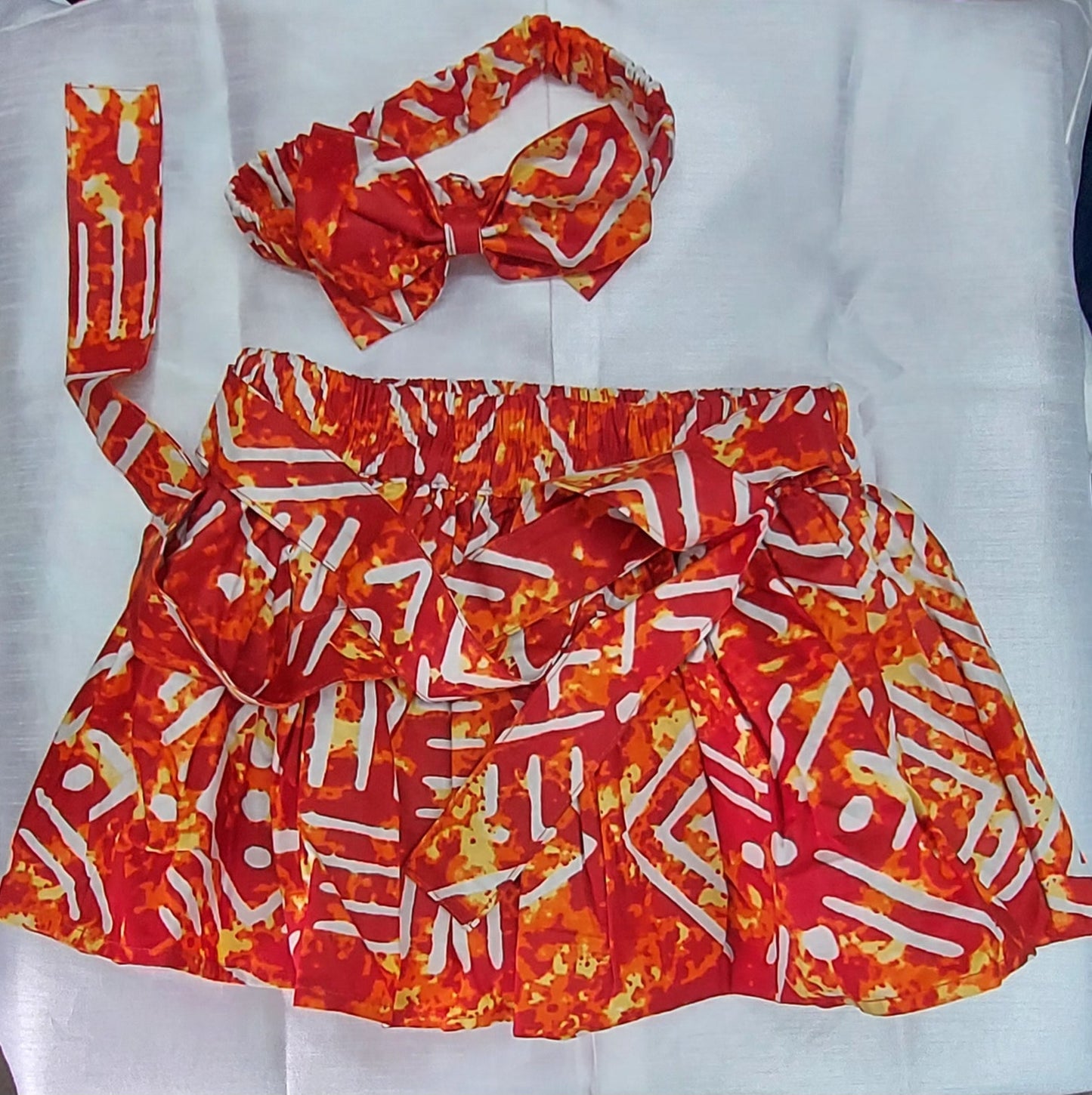 Little Girls Skirt & Head Bow Set-Kids Fiery K05