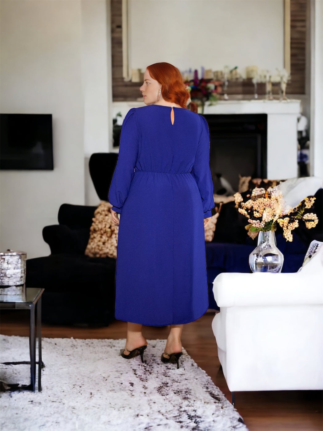 Plus Size Round Neck Long Sleeve Dress