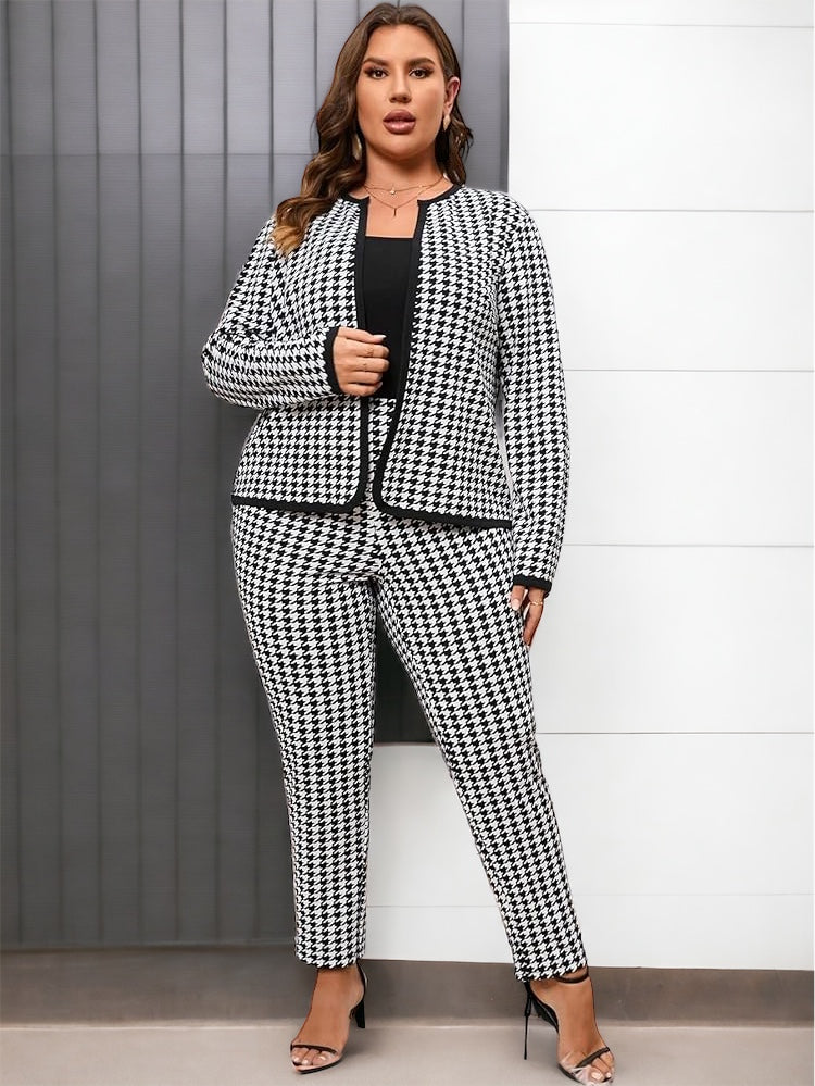 Two-Piece Houndstooth Pants and Jacket Set (US Sizes 4 - 20)