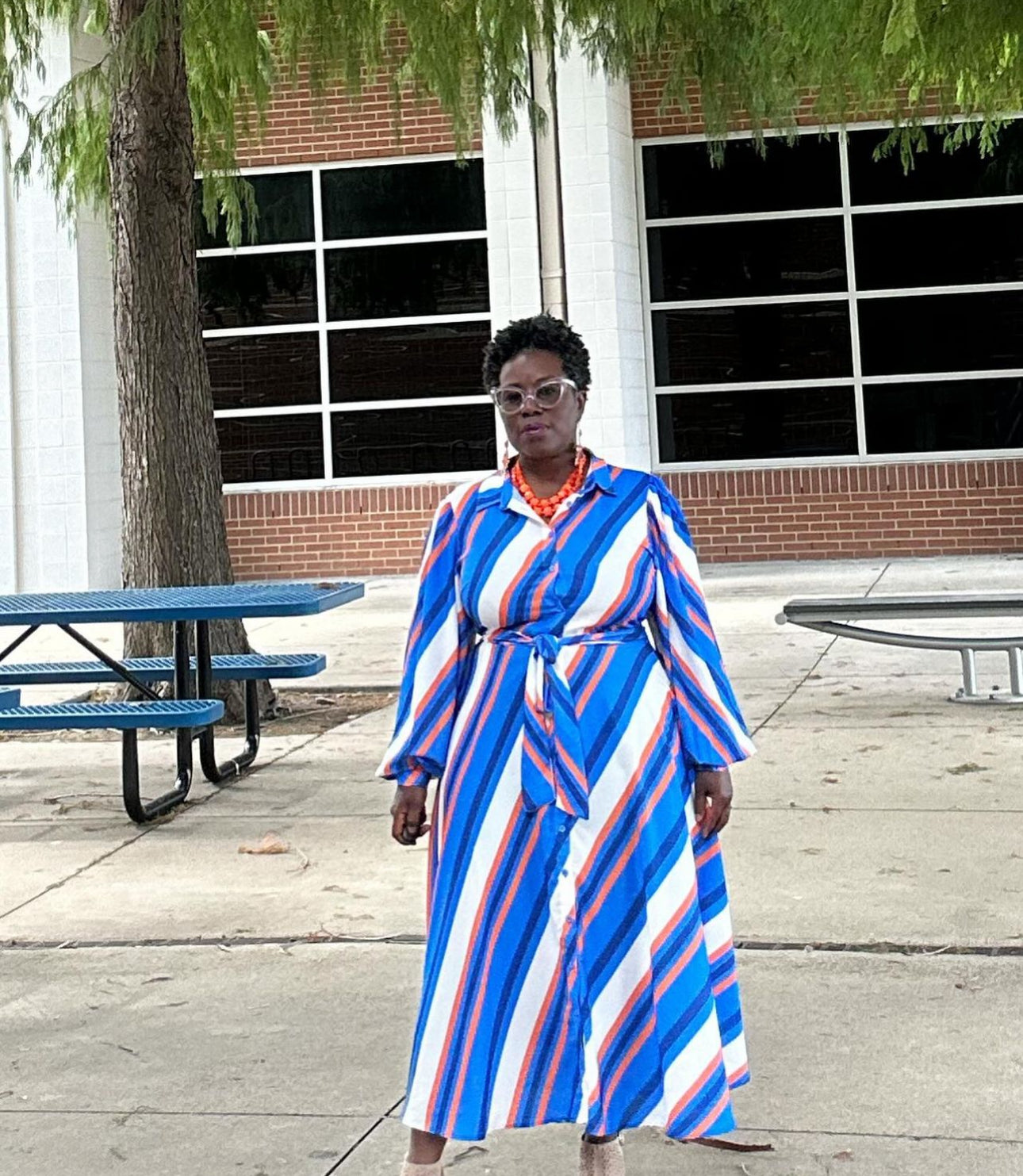 Peasant Sleeve Striped Woven Dress, Sizes Small - Large