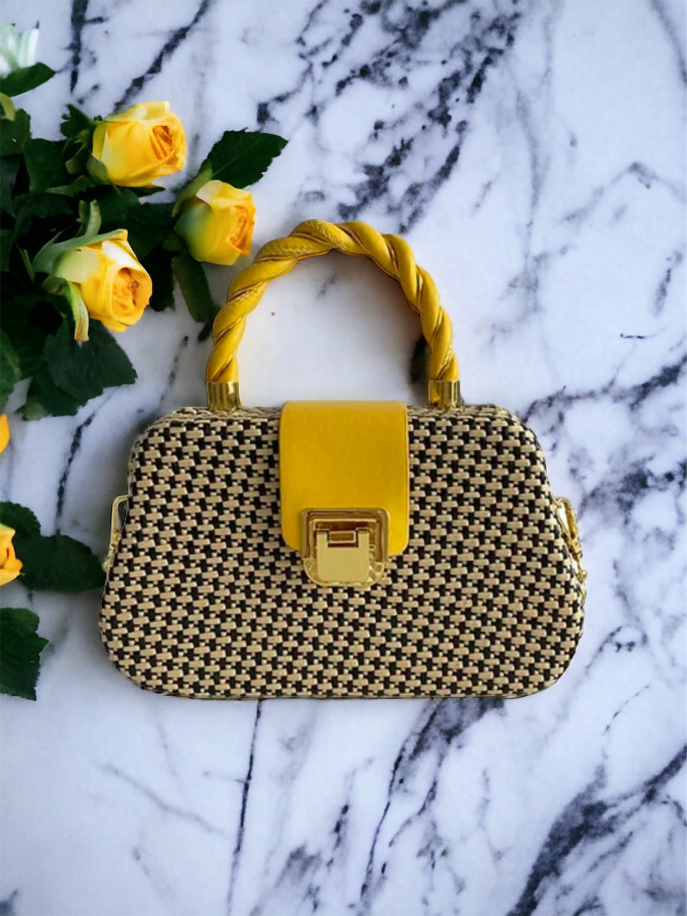 Geometric Light Weight Yellow Hand Bag