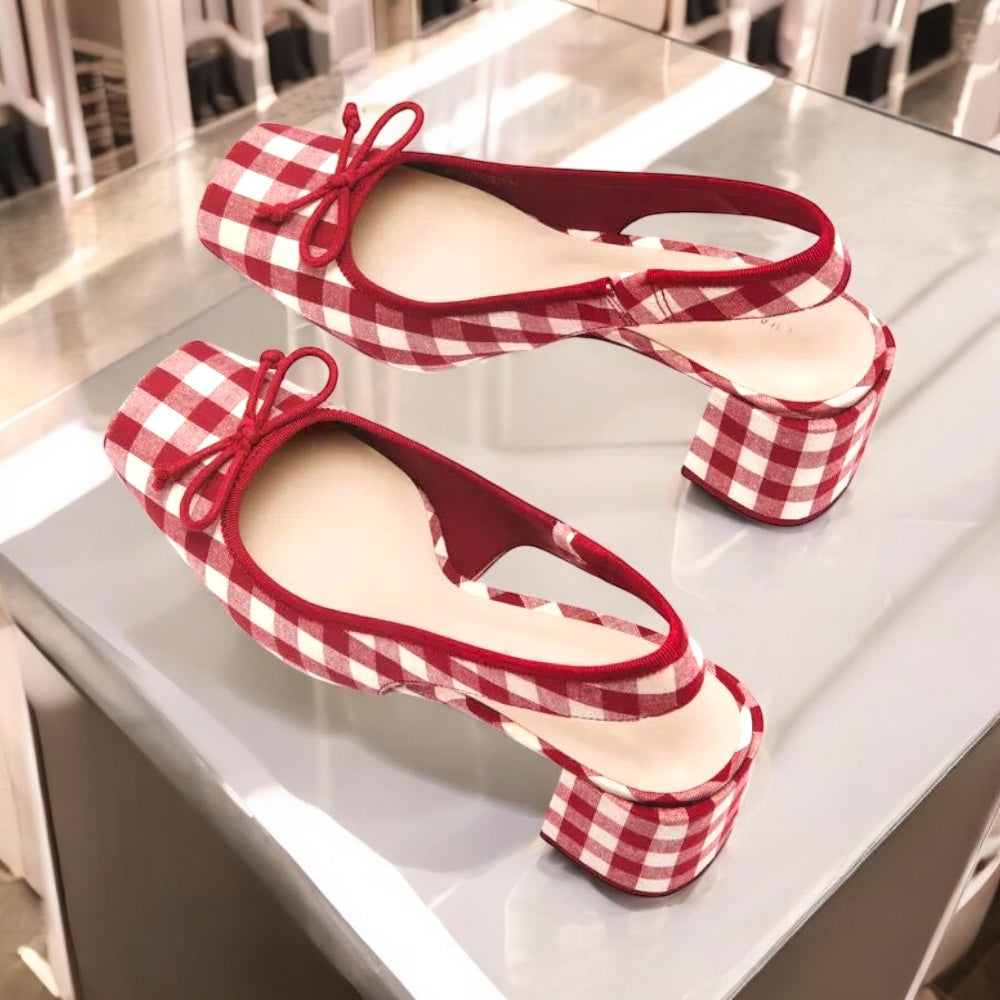Square Toe Block Heels Pumps
