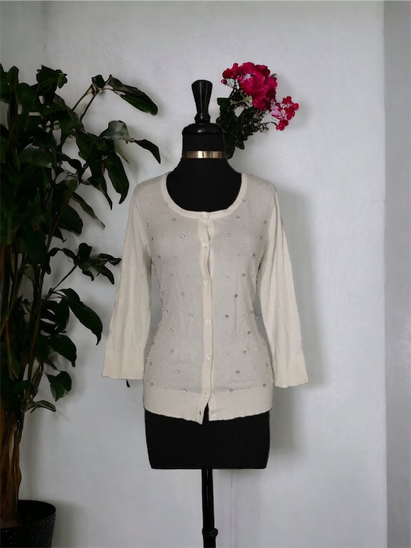 Dana Buchman Studded Cardigan, Size Small - NEW