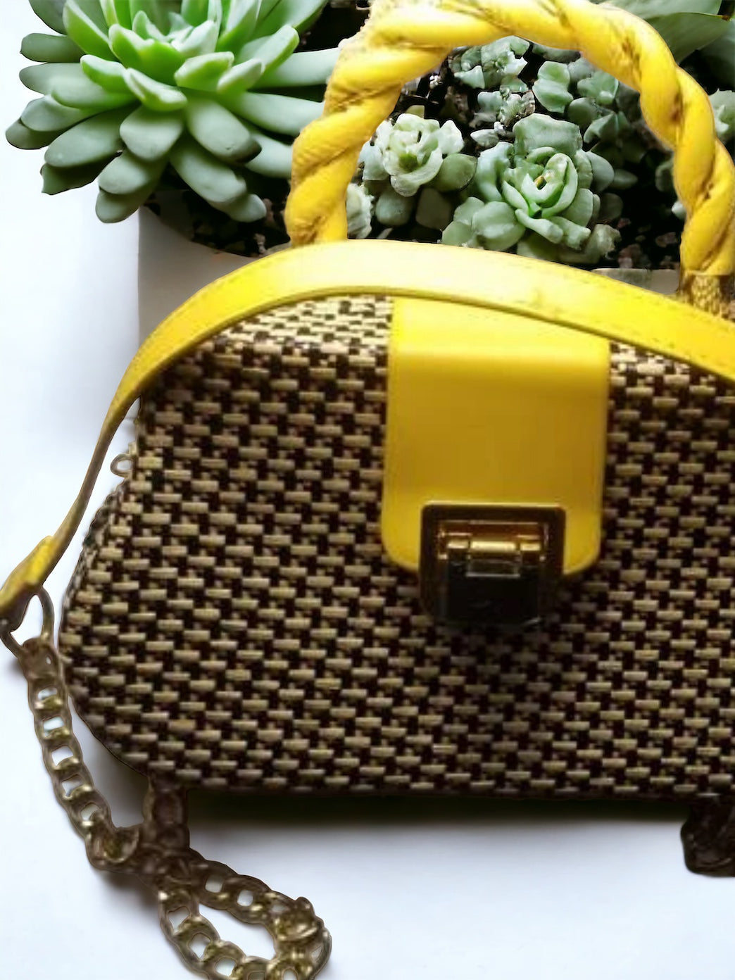 Geometric Light Weight Yellow Hand Bag