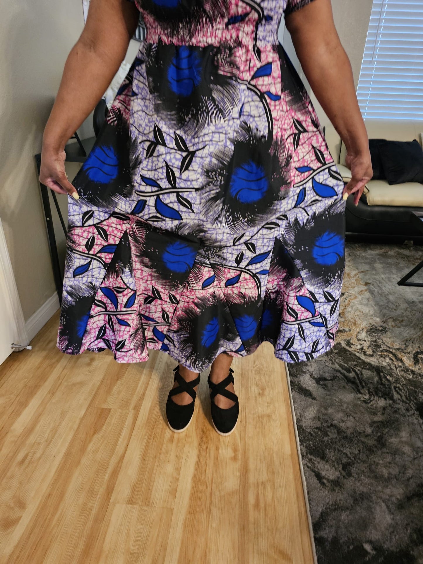 Short Puff Sleeve Maxi Dress with Head Wrap, Multiple Colors (free size)
