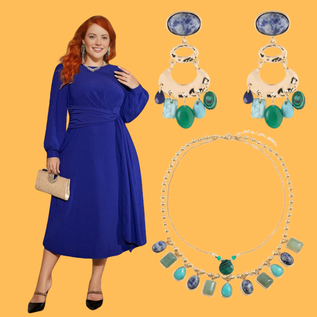 Plus Size Round Neck Long Sleeve Dress