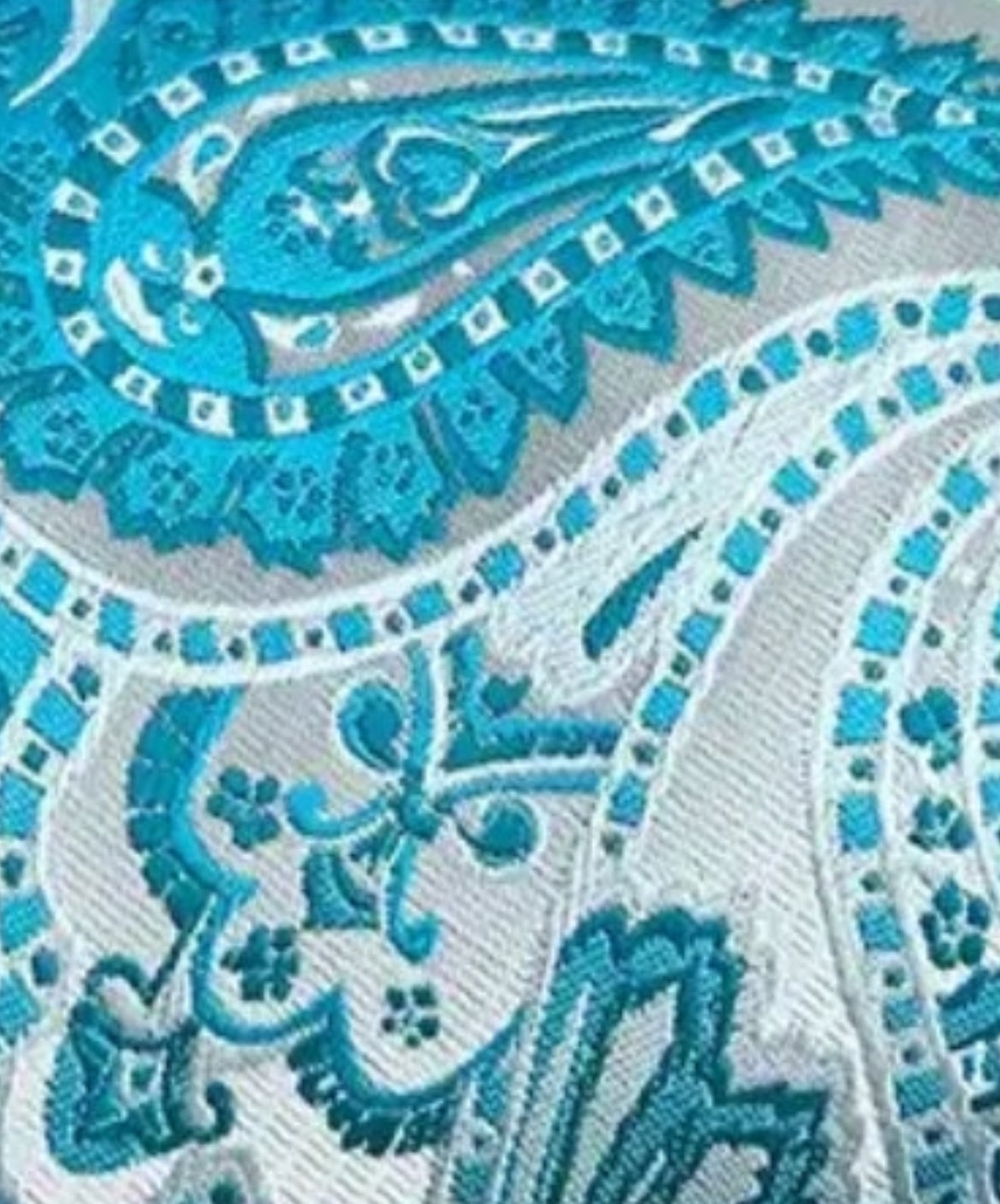 Men’s Silk Coordinated Tie Set - Sky Blue Silver Paisley (box not included)