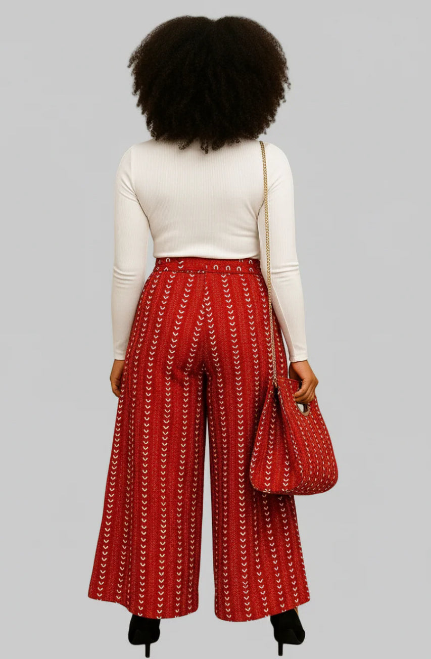Combo Palazzo Pant & Pocketbook Set Red PS14 (Pants, Headwrap, and Bag)