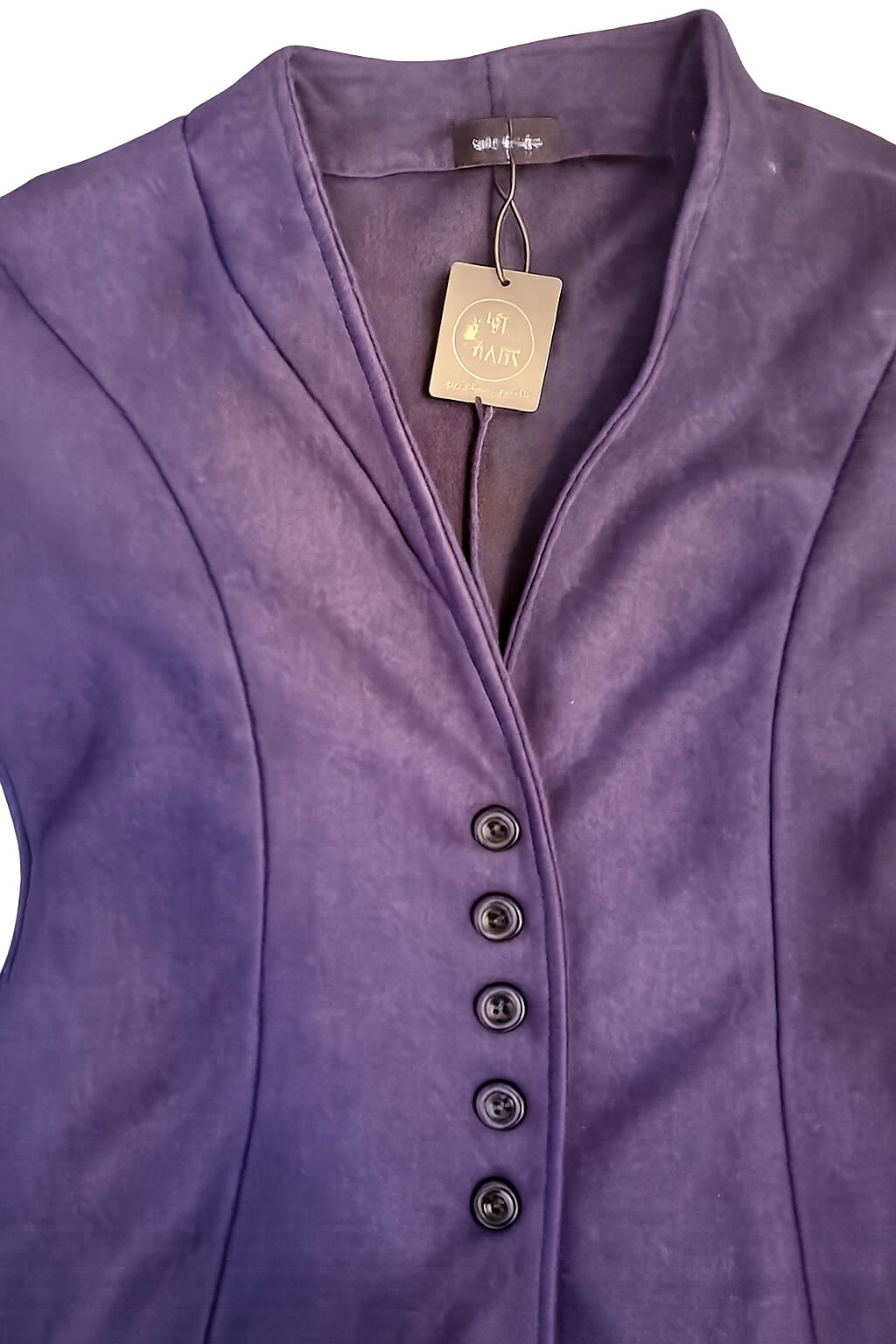 Button Up Long Sleeve Coat - Dark Blue, Large