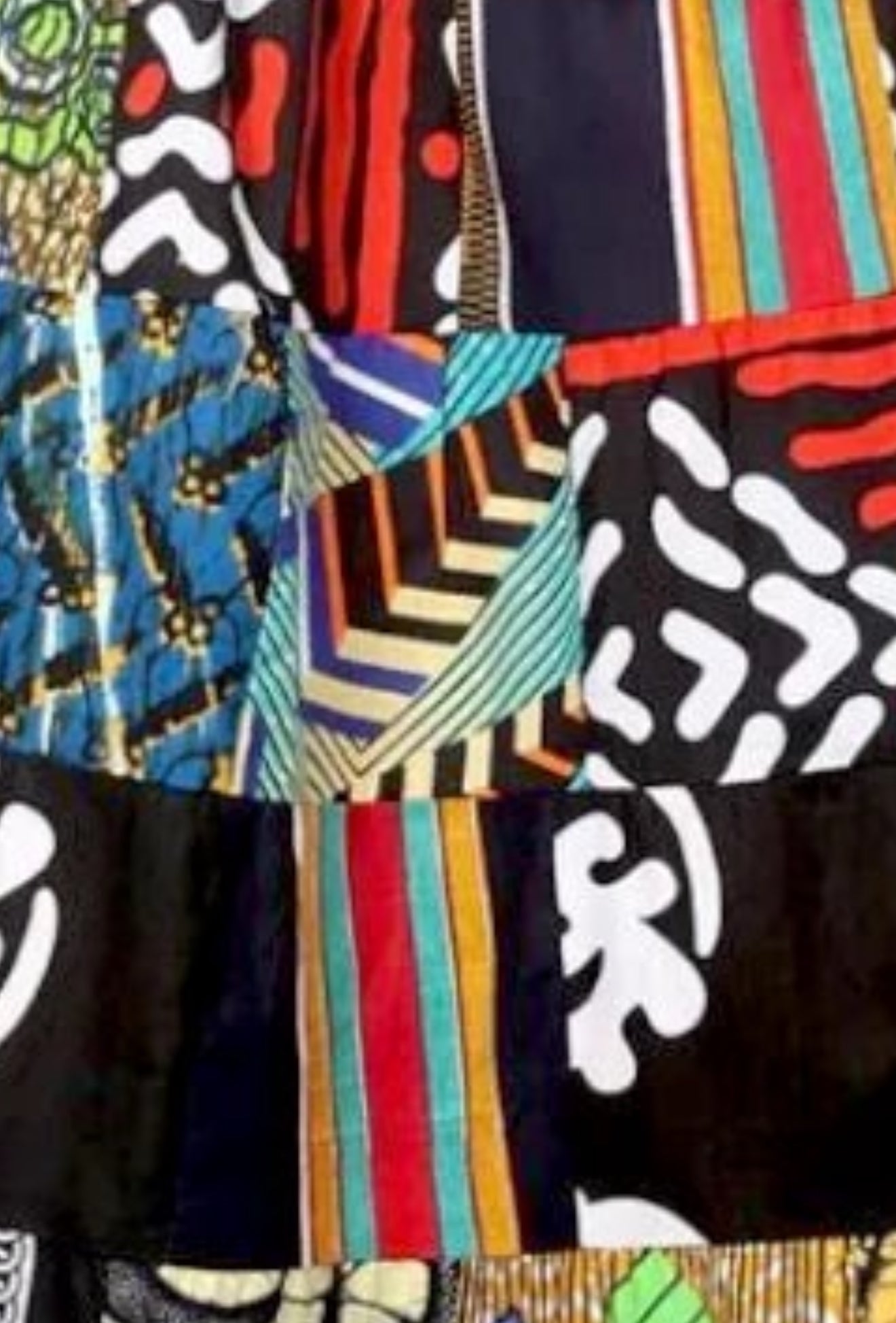 Long Length African Cotton Skirt - Patch Skirt Design