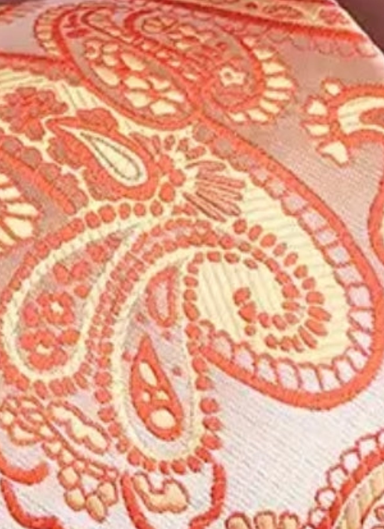 Men’s Silk Coordinated Tie Set - Orange Paisley (box not included)